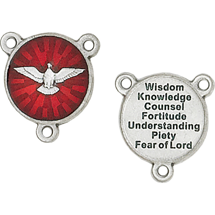 Holy Spirit + 7 Gifts of the Holy Spirit - Silver tone + Red Enamel Centerpiece Holy Spirit + 7 Gifts of the Holy Spirit - Silver tone + Red Enamel Centerpiece