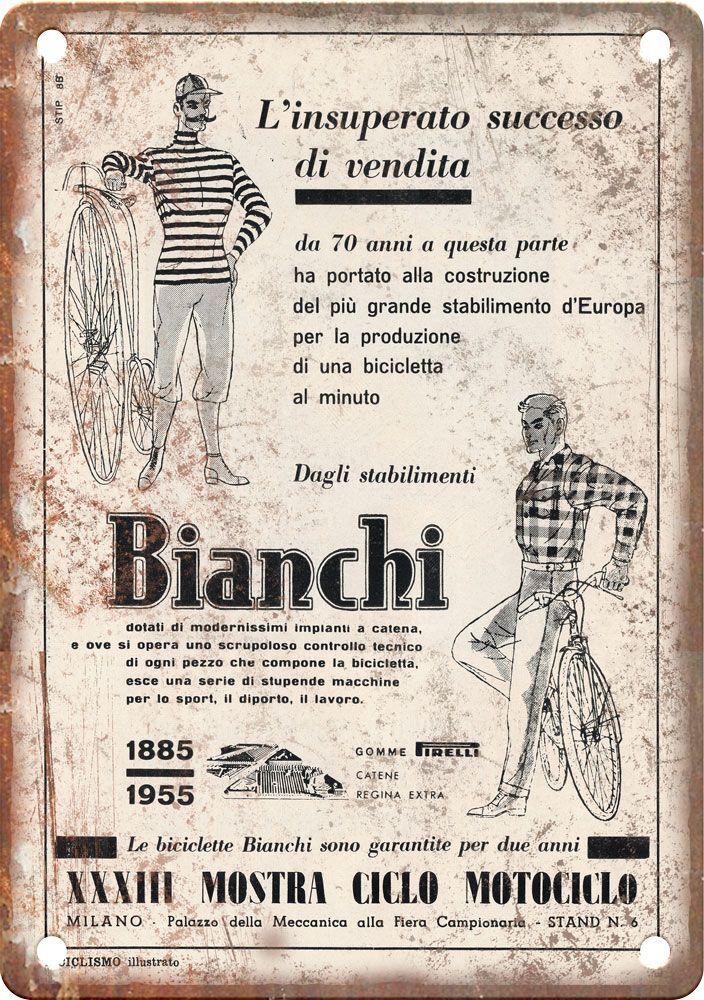 Vintage European Cycling Bianchi Ad Reproduction Metal Sign B703 Vintage European Cycling Bianchi Ad Reproduction Metal Sign B703