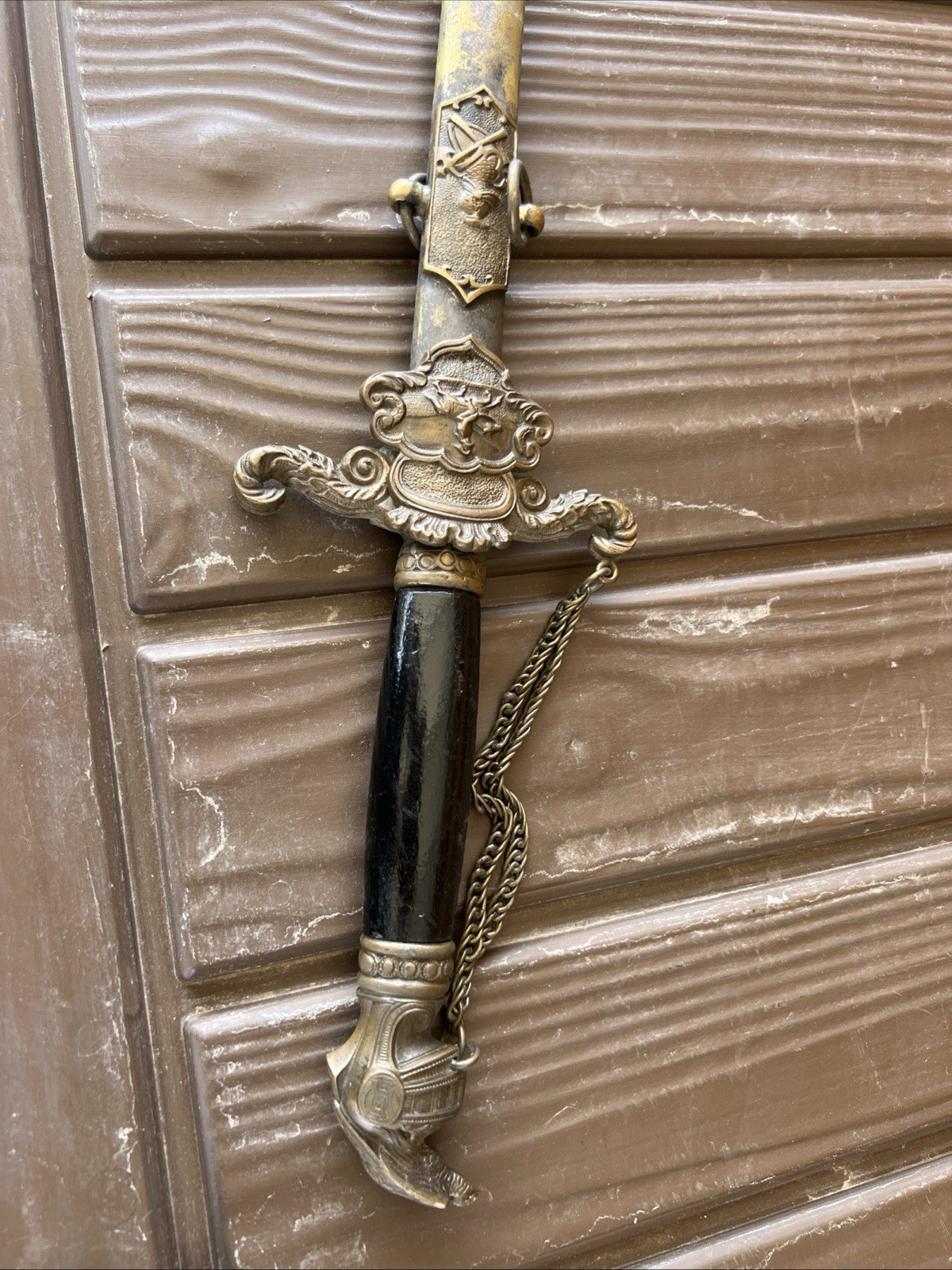 Vintage Fraternal Order of Eagles (FOE) Ceremonial Sword with Scabbard & Chain Vintage Fraternal Order of Eagles (FOE) Ceremonial Sword with Scabbard & Chain