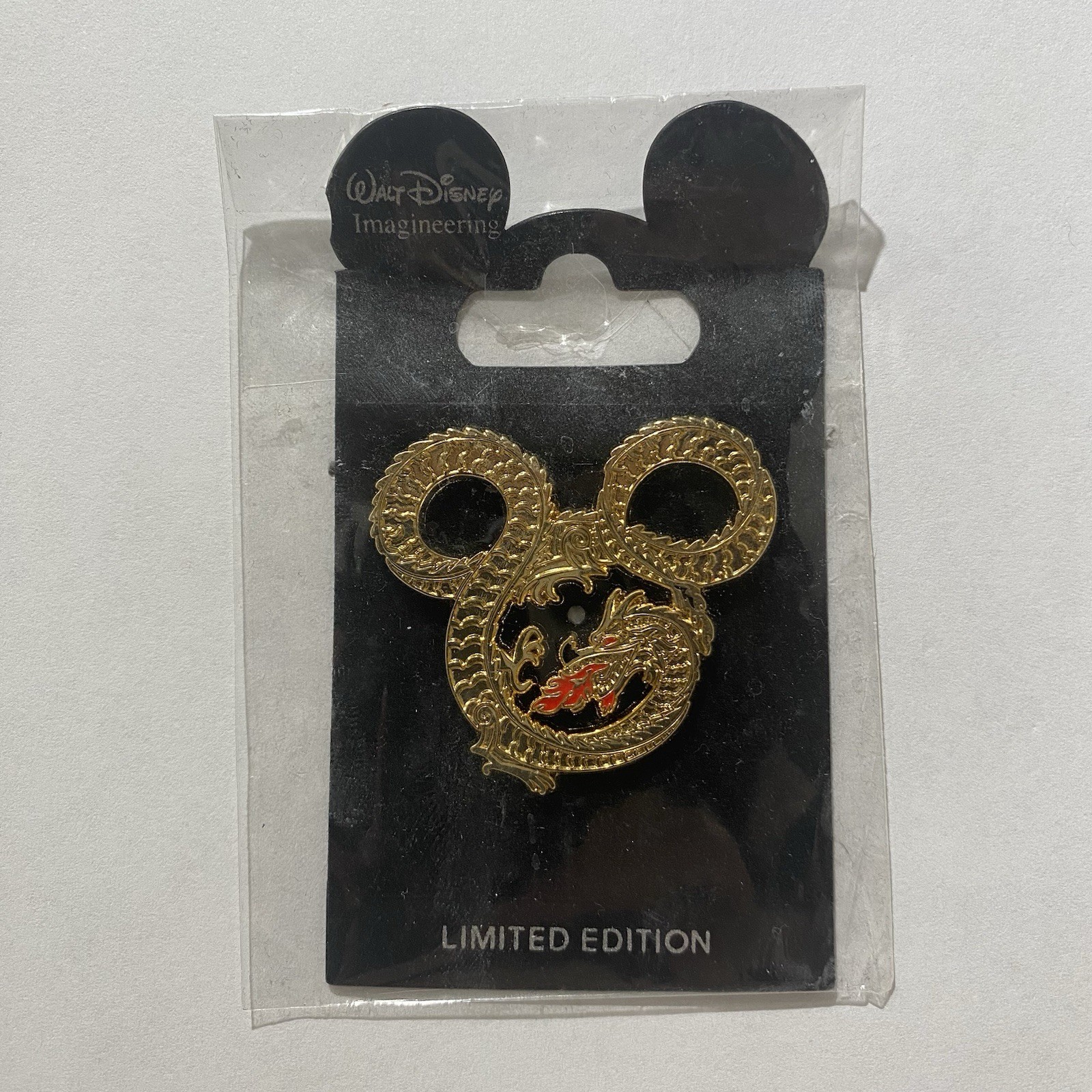 WDI LE 300 Mickey Mouse Fire Breathing Dragon Ear Small Gold Disney Pin