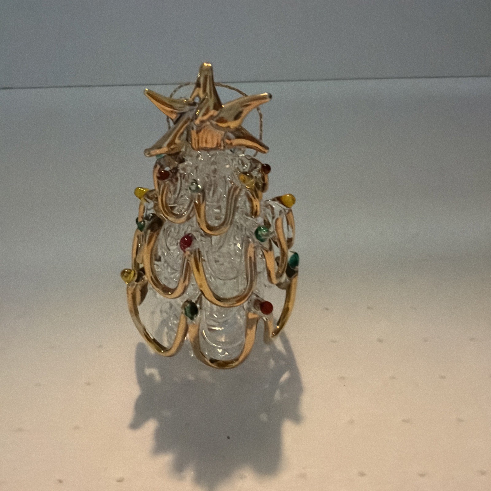 Vintage 1990s Carlton Cards Spun Glass Christmas Tree With 24k Gold Accents EC Vintage 1990s Carlton Cards Spun Glass Christmas Tree With 24k Gold Accents EC