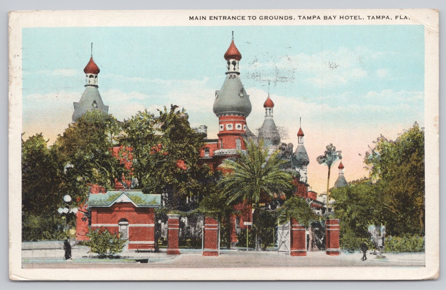 Vintage Tampa Bay Hotel Main Entrance Postcard Florida 1922 Postmarked