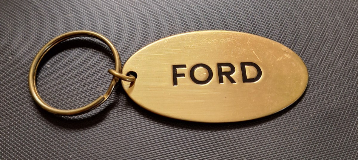 Vintage Solid Brass Ford Keychain