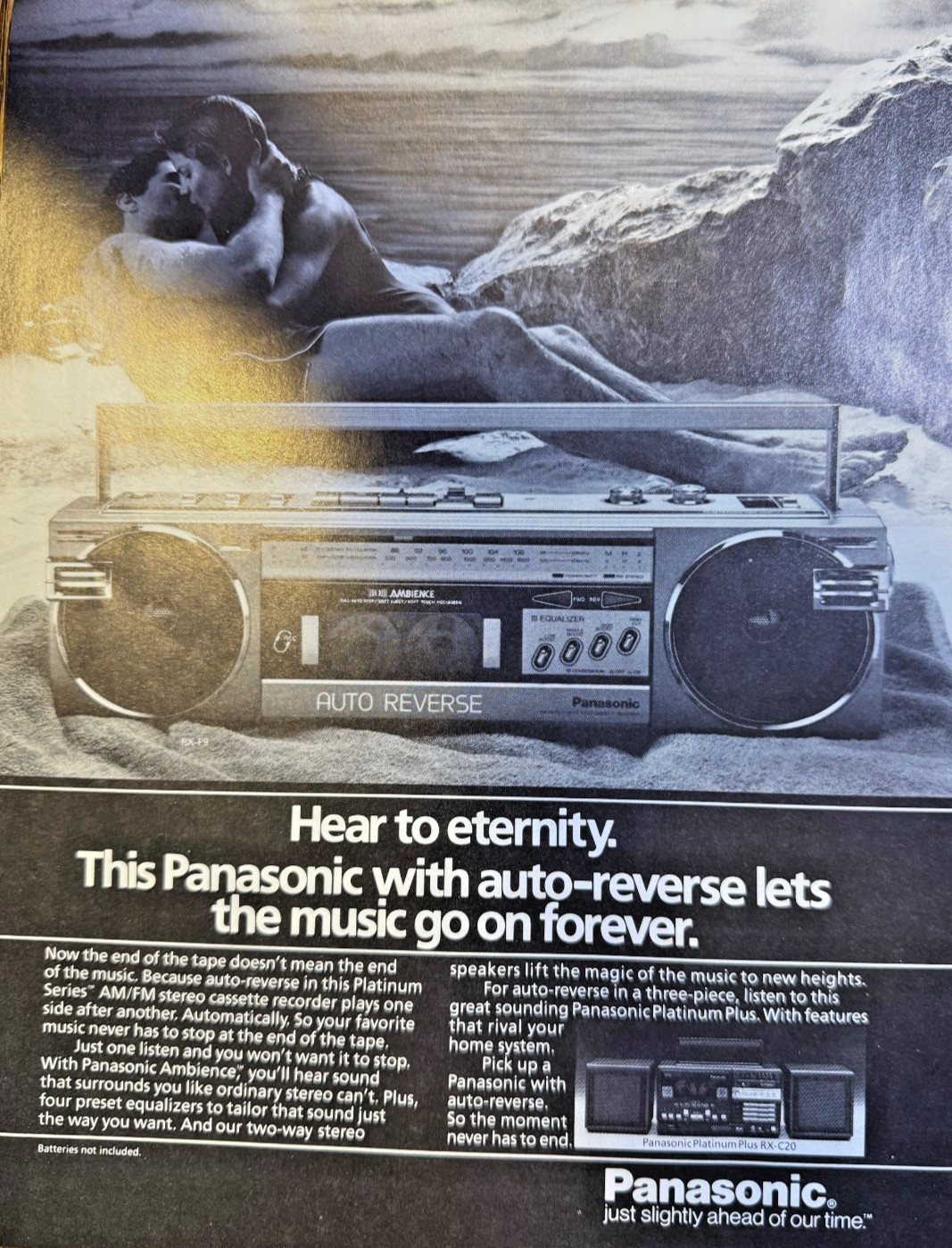 1985 Vintage Magazine Advertisement Panasonic Boombox With Auto-Reverse