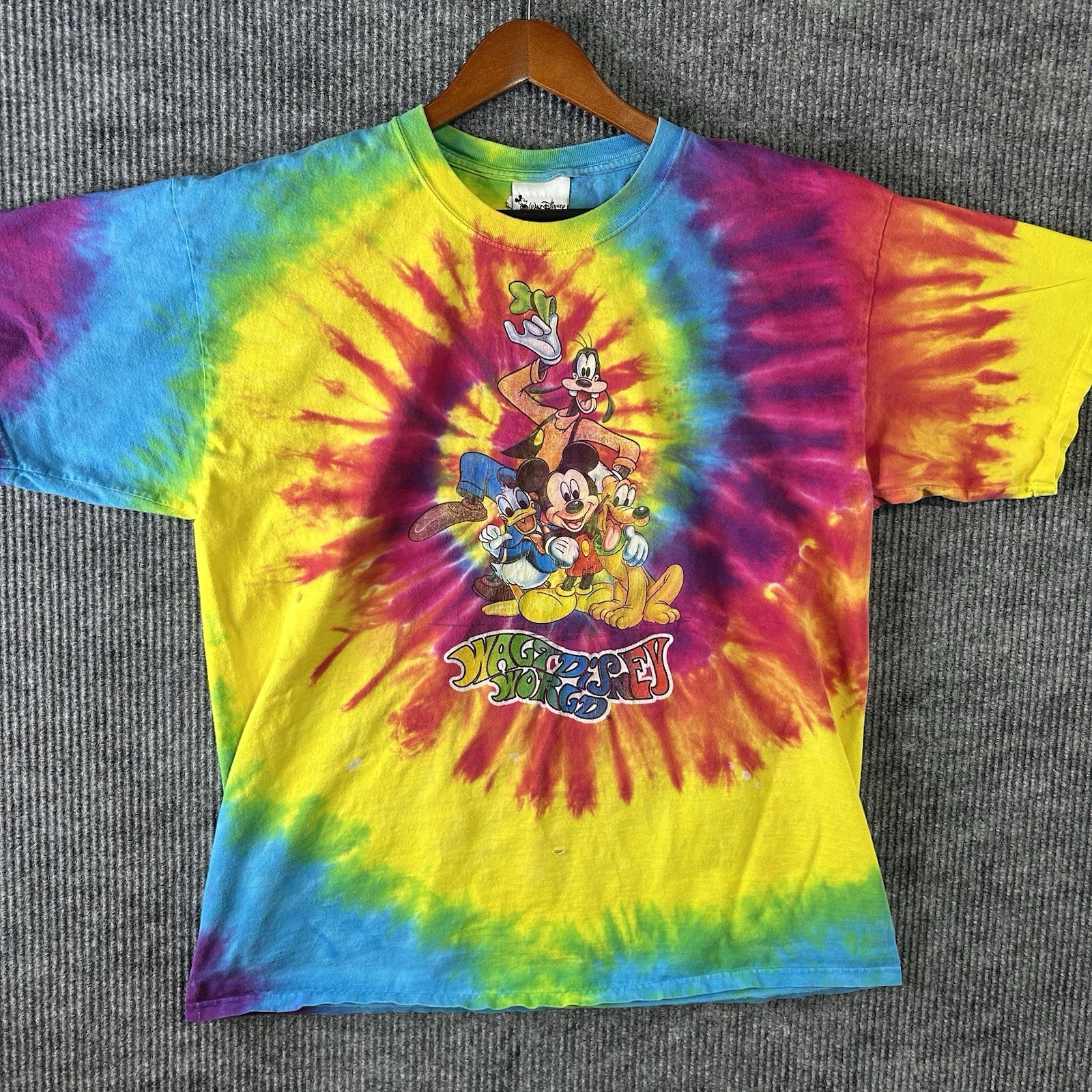 Vintage Disney T Shirt Men’s XL Mickey Mouse Goofy Duck Pluto Tie Dye