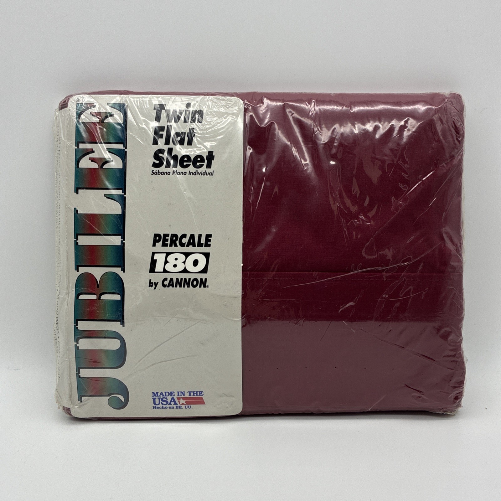 New Vtg Jubilee 180 Percale Twin Flat Sheet Cannon Made USA Red Sealed