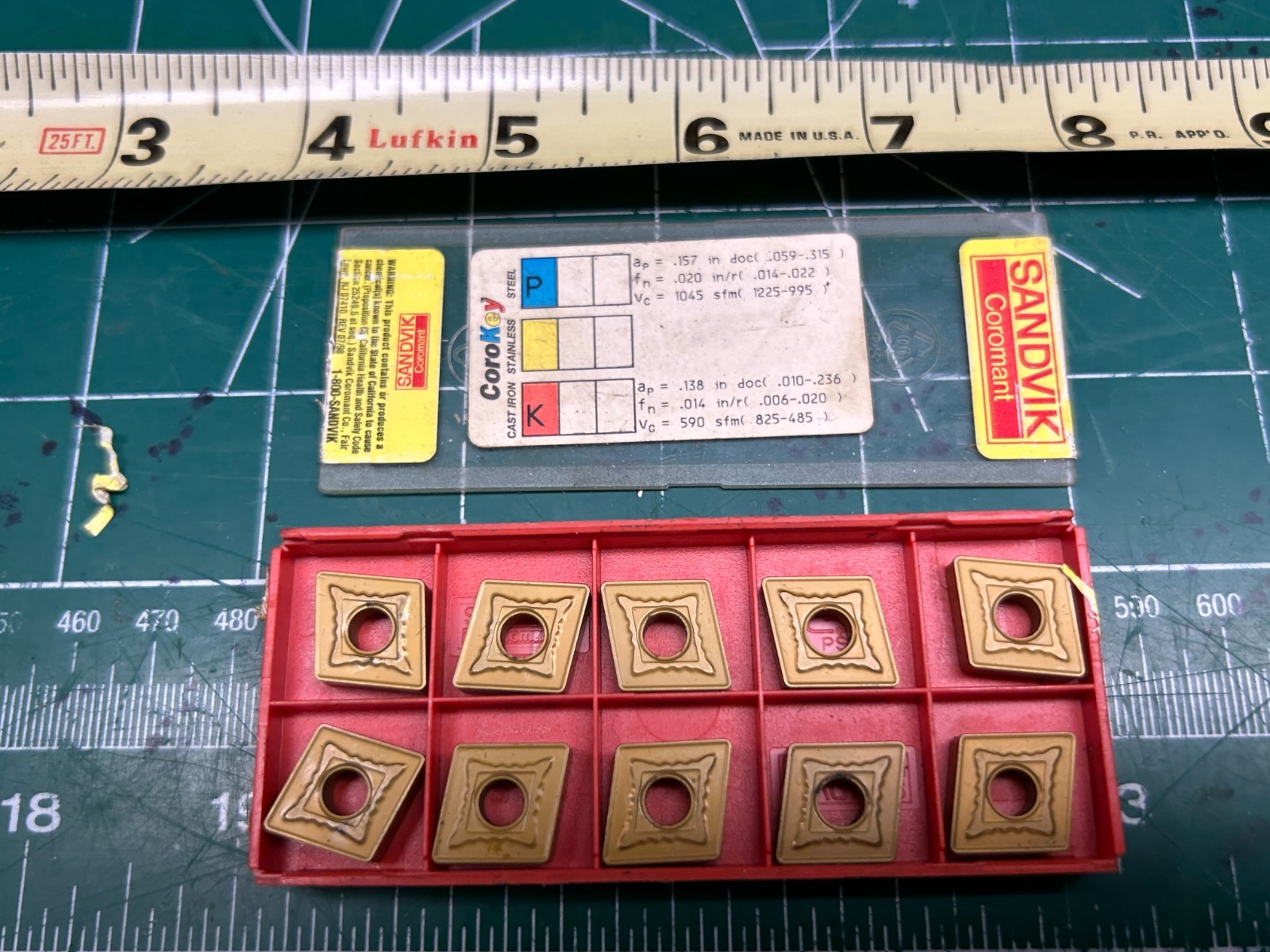 MACHINIST HmDrc TOOL LATHE MILL Sandvik Carbide Inserts CMG 12 04 08-MR MACHINIST HmDrc TOOL LATHE MILL Sandvik Carbide Inserts CMG 12 04 08-MR