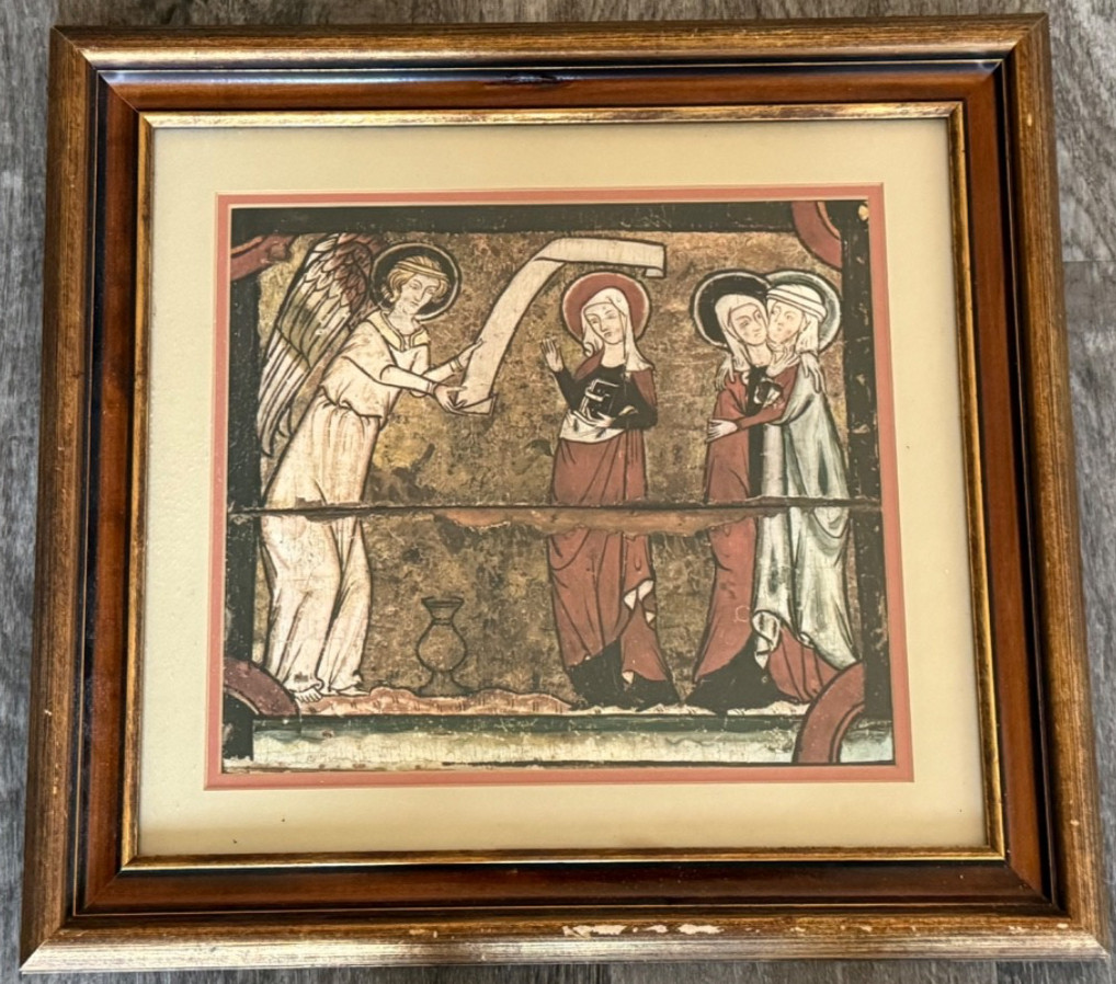 ~VINTAGE MEDIEVAL MANUSCRIPT ILLUMINATION PRINT OF THE ANNUNCIATION 17 3/4 ~VINTAGE MEDIEVAL MANUSCRIPT ILLUMINATION PRINT OF THE ANNUNCIATION 17 3/4