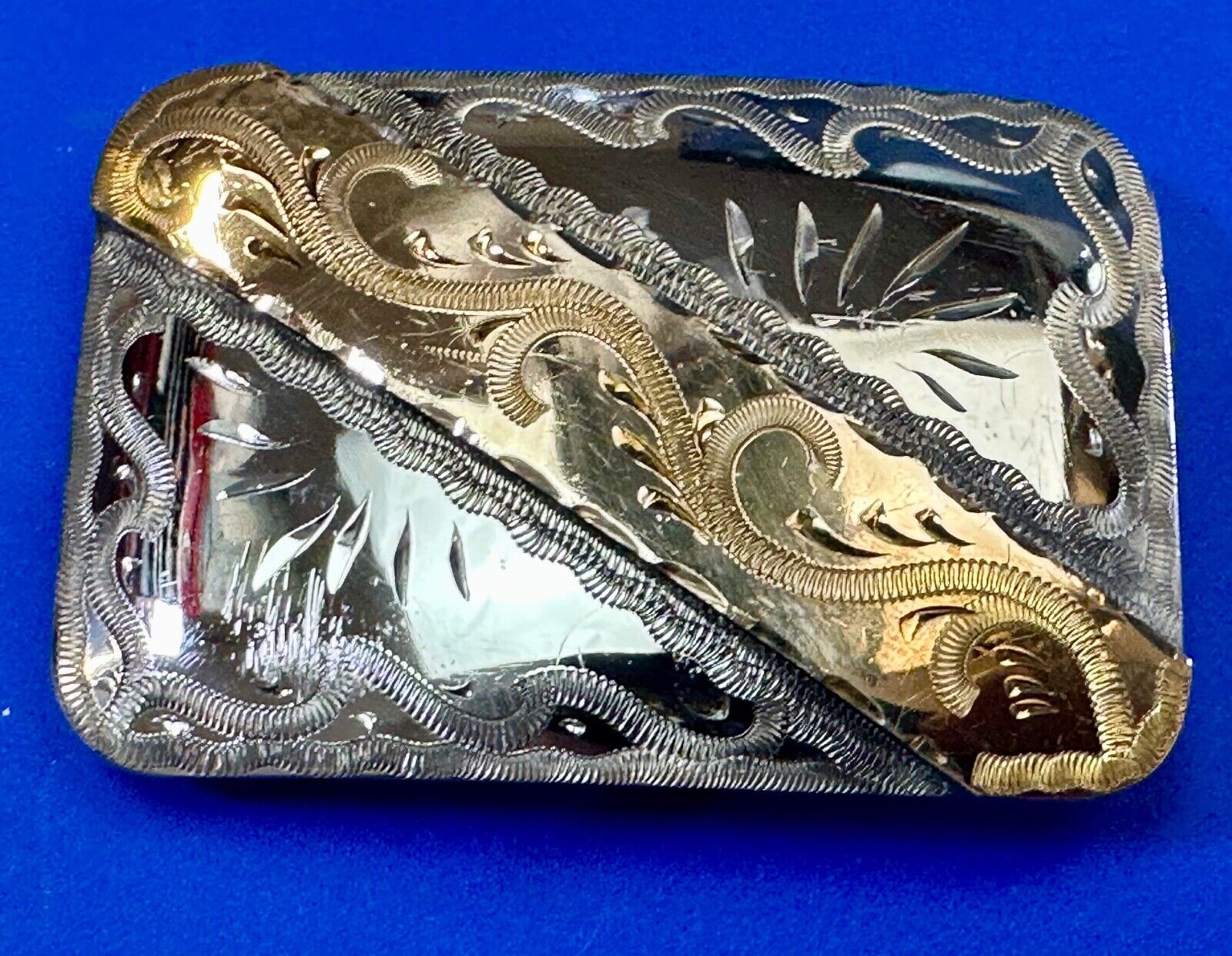 Gorgeous Hunter Corp German Silver Hand Engraved western ornate belt buckle
