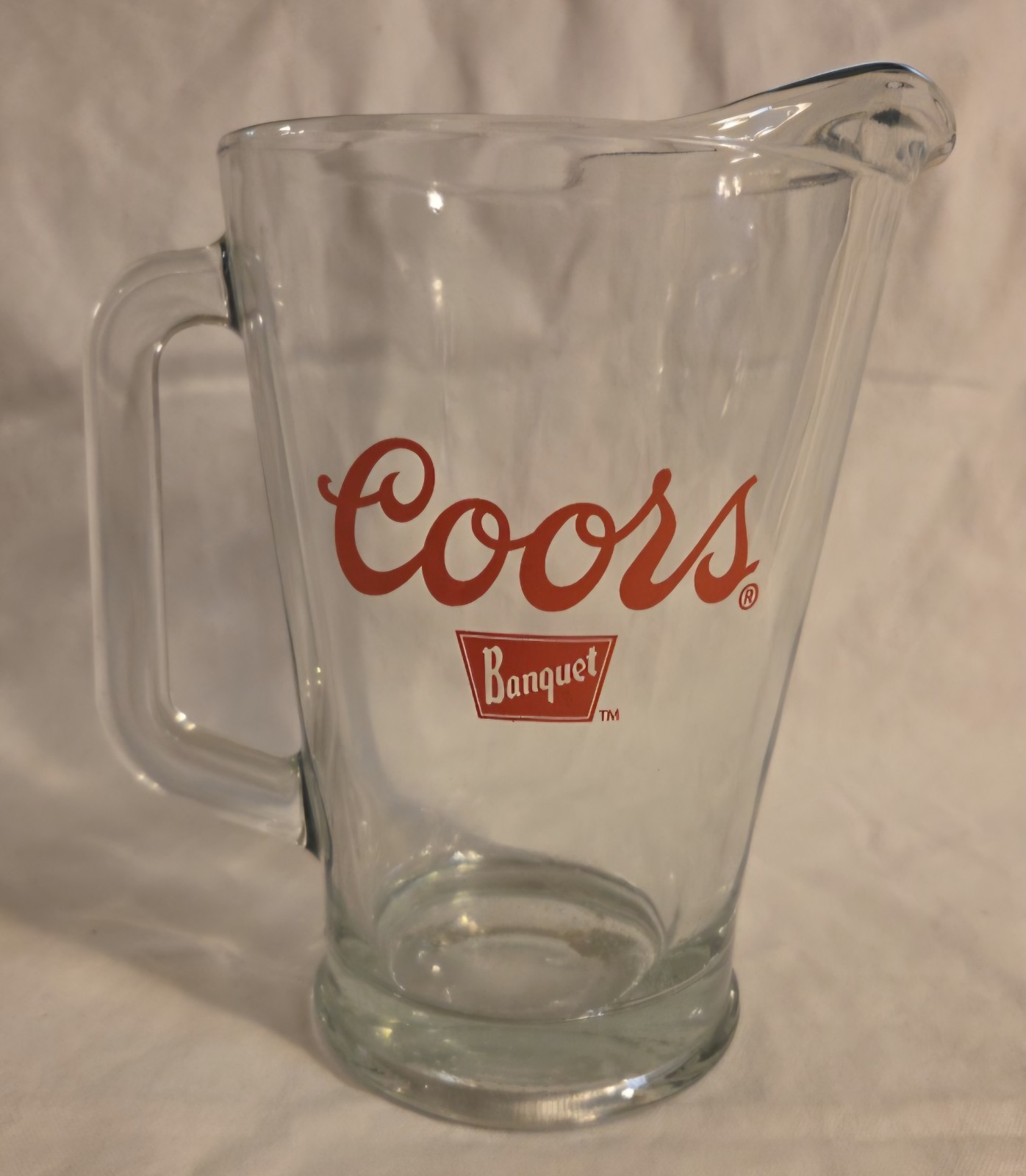 Vintage 1970s Coors Banquet Heavy Large Glass Beer Pitcher 64 oz. Barware