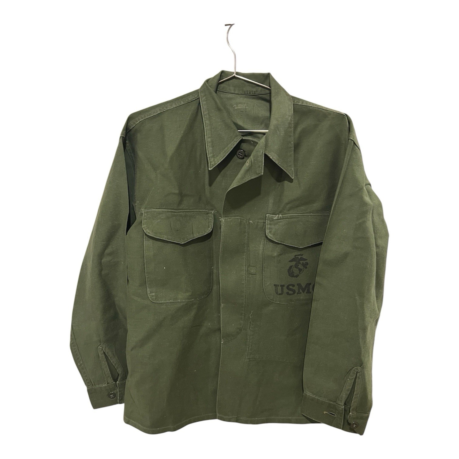 Vintage 50s P-56  P-58 USMC Stencil Military  Shirt OG-107 Marines Excellent Con