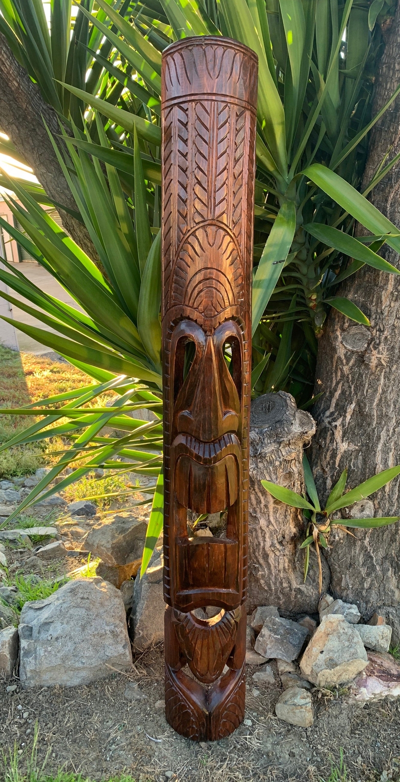 Hawaiian Style Ku Tiki God Hand Carved Wooden Mask 5 ft x 7\ Hawaiian Style Ku Tiki God Hand Carved Wooden Mask 5 ft x 7\