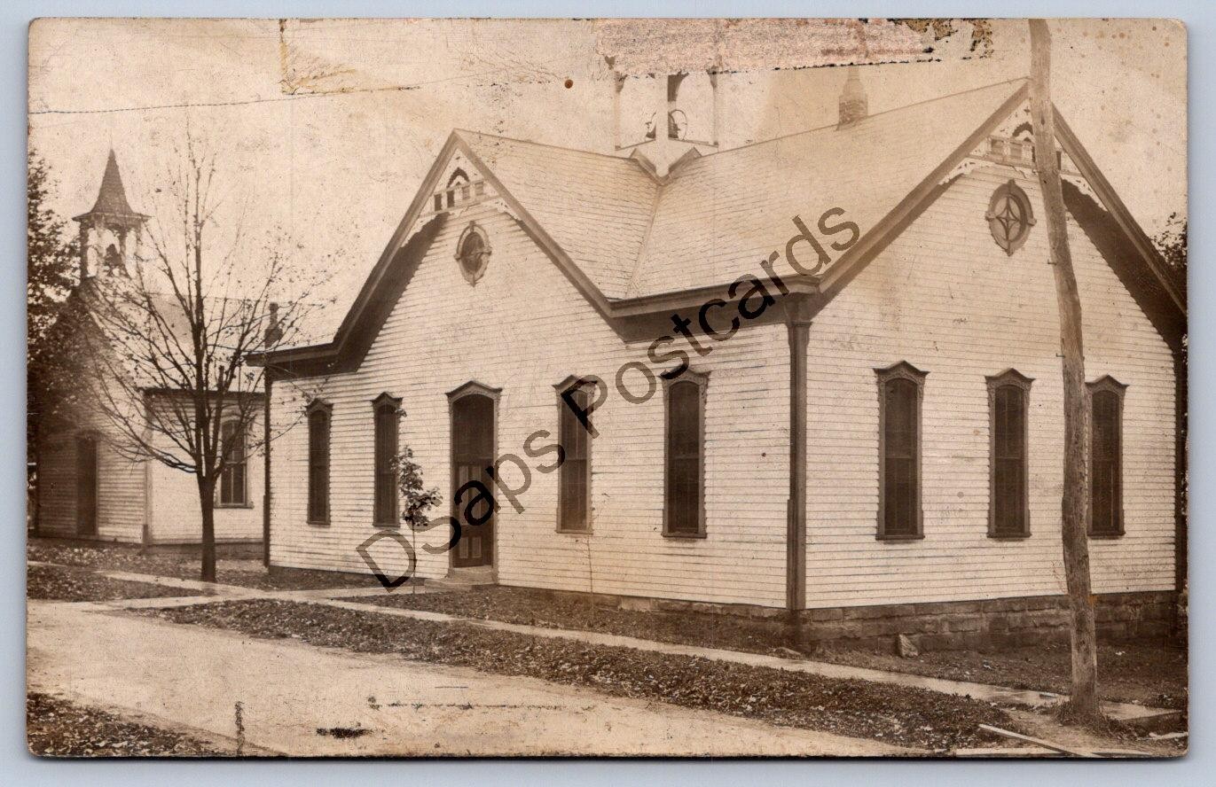 K66/ Piedmont Ohio RPPC Postcard c1910 School Church Harrison Belmont363 K66/ Piedmont Ohio RPPC Postcard c1910 School Church Harrison Belmont363