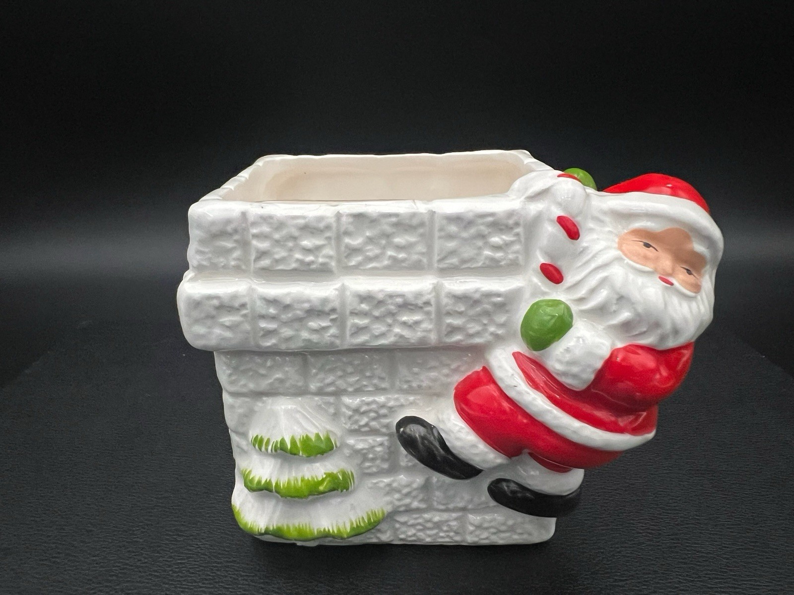 Vintage Napco Santa Chimney Planter 4” Tall By 3 1/2” Square Planter