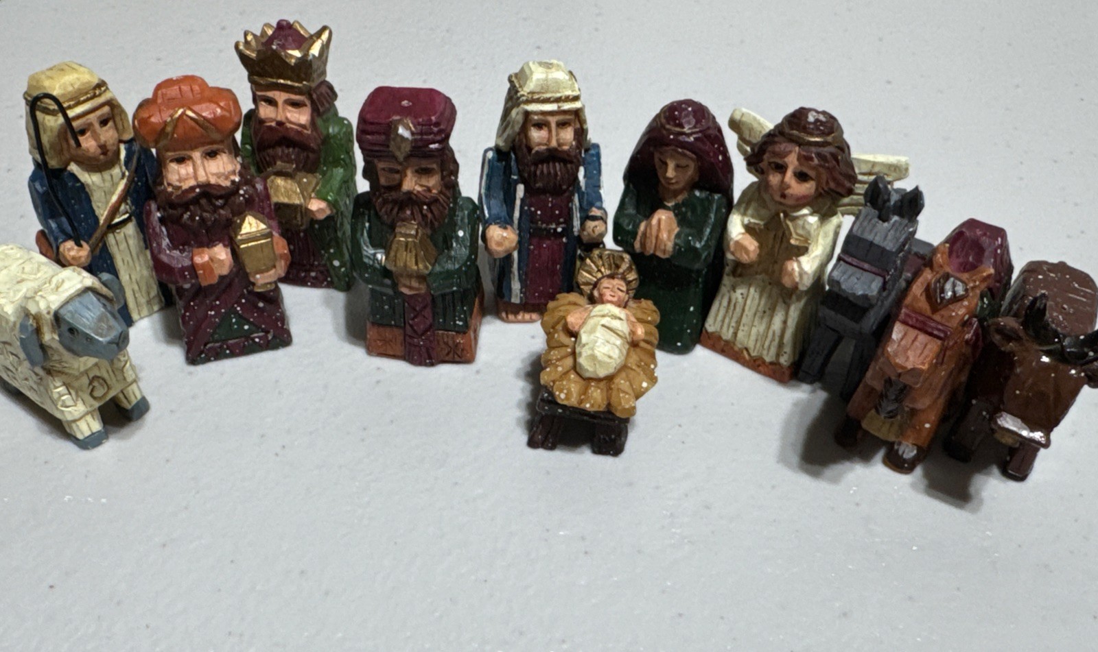 Vintage Giftco Miniature Nativity Christmas 12 Piece Complete Set Faux Wood Vintage Giftco Miniature Nativity Christmas 12 Piece Complete Set Faux Wood