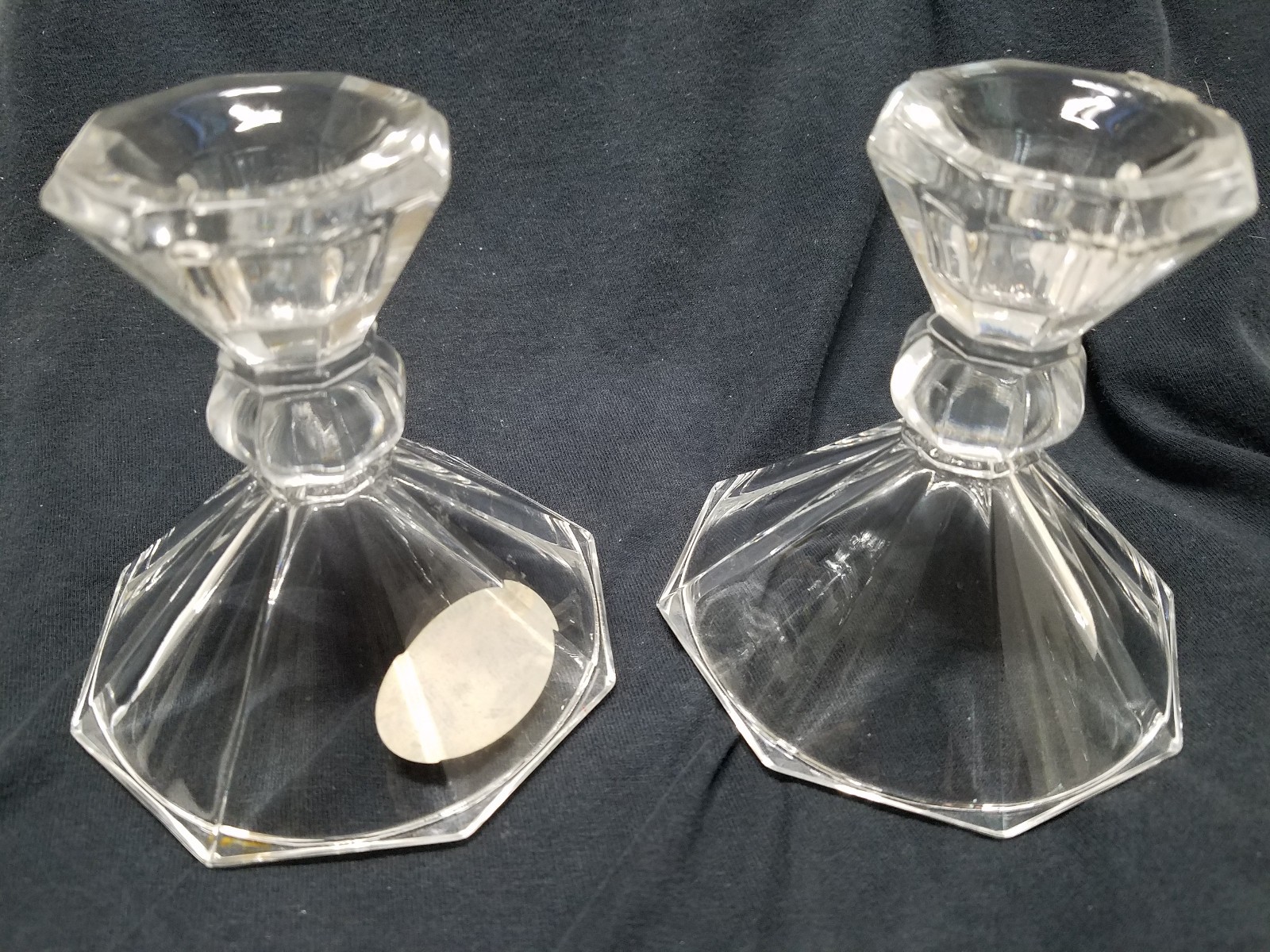 VTG Set Of 2 4 in 24% Lead Crystal Candlestick Holders Made In USA VTG Set Of 2 4 in 24% Lead Crystal Candlestick Holders Made In USA