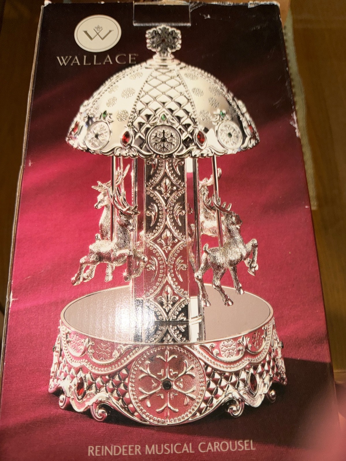 Wallace Silver Plated Reindeer Musical Carousel Let It Snow. Original Packaging 
