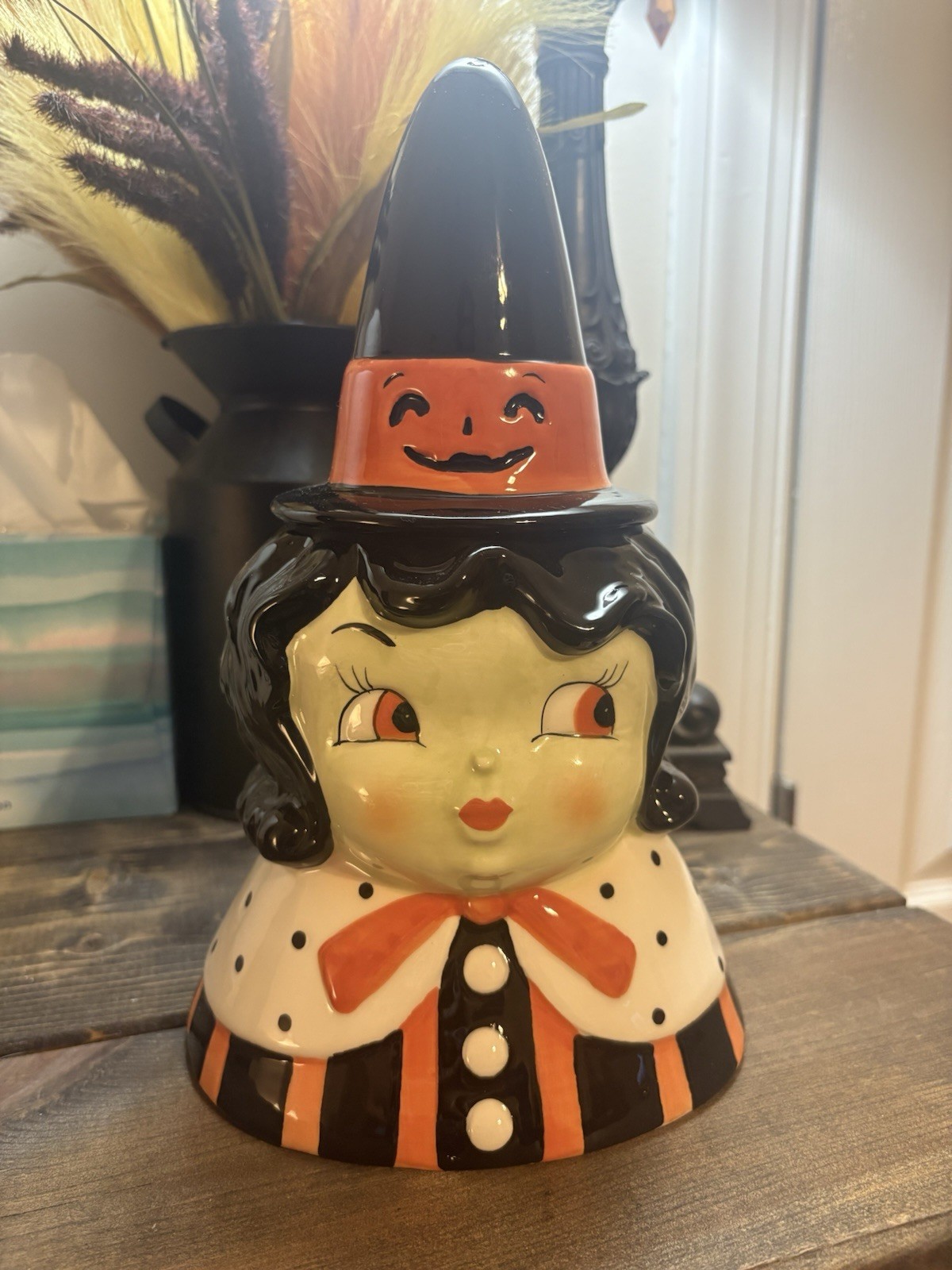 Johanna Parker Carnival Cottage Large Ceramic Halloween Witch Canister