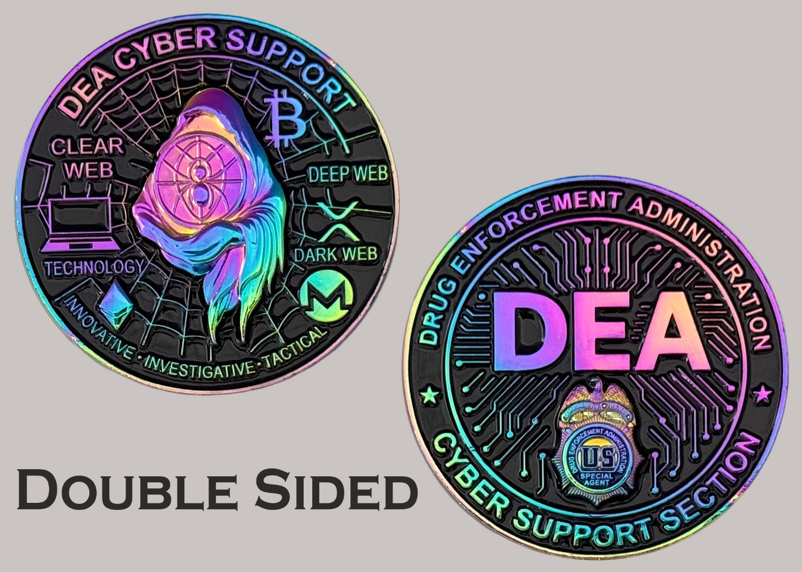 DEA Cyber Support Section Iridescent Law Enforcement Challenge Coin  J#31