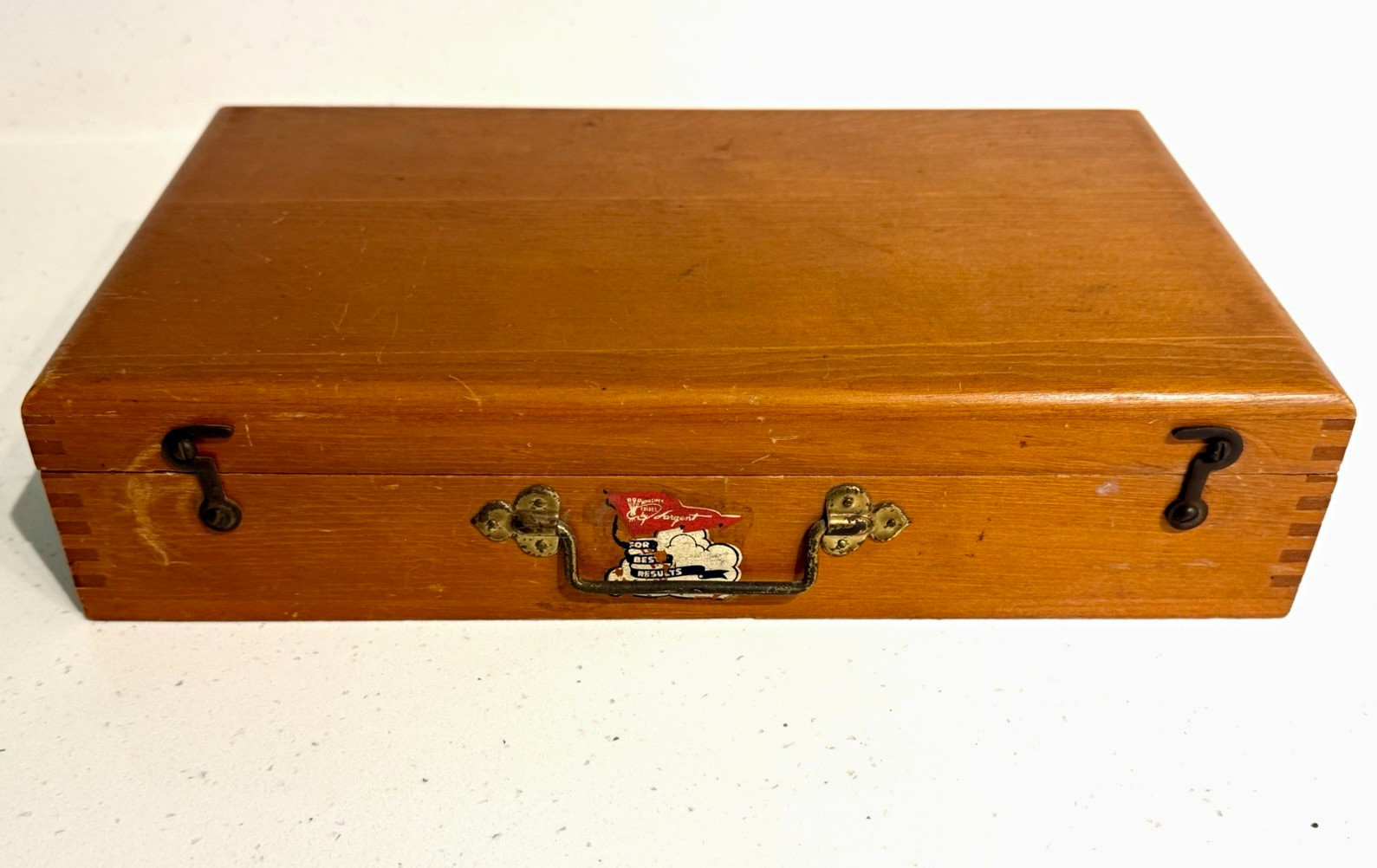 Vtg Sargent Wooden Artist Paint Box Dovetail Joints Sketch Storage Case 1940 MCM