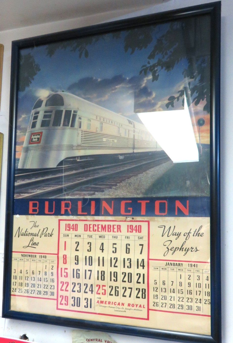 Burlington CB&Q 1940 large Calendar 19 x 26 In.