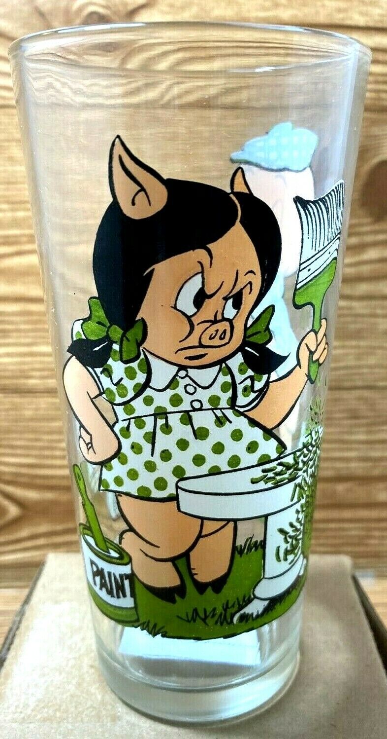 Pepsi Collector Series Drinking Glass Porky and Petunia Pig Warner Bros 1976