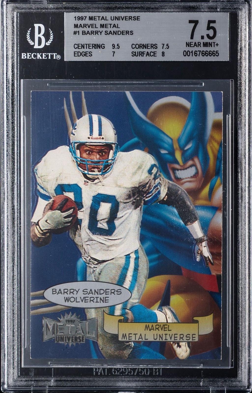 1997 SkyBox Metal Universe Marvel Metal #1 Barry Sanders Wolverine BGS 7.5