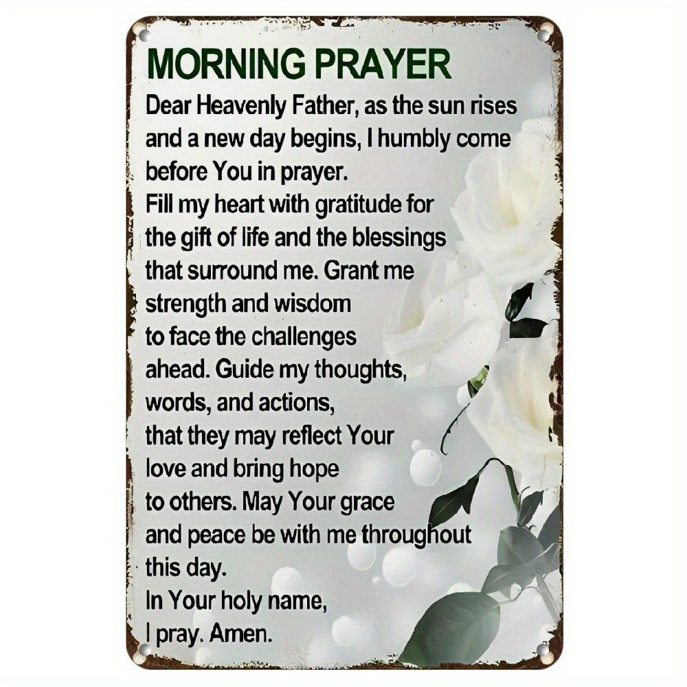 Morning Prayer Inspirational Quote Aluminum Sign Tin Metal Signs 8x12 Inch - Pre Morning Prayer Inspirational Quote Aluminum Sign Tin Metal Signs 8x12 Inch - Pre