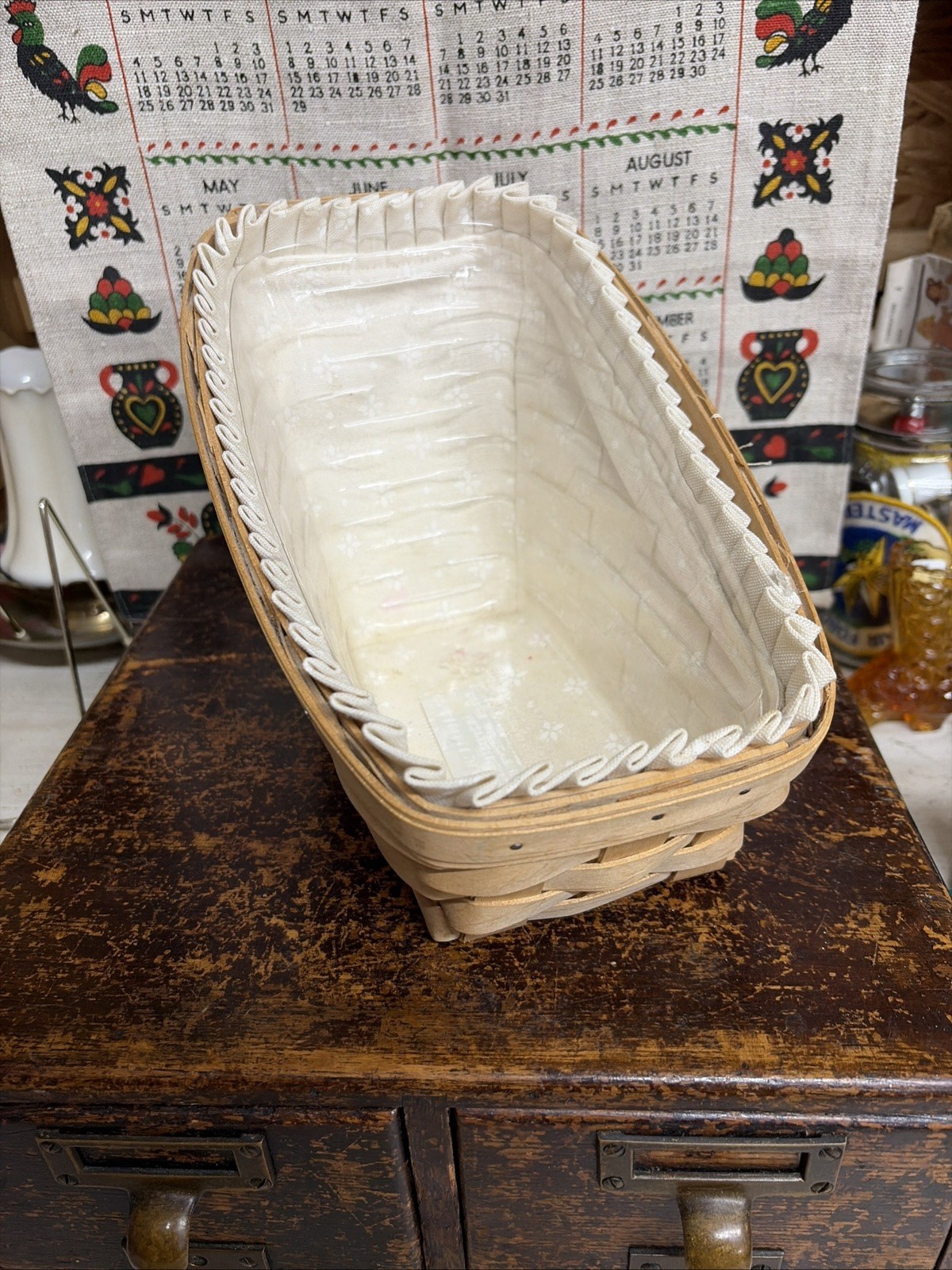Longaberger Basket Cloth Insert Plastic Protector Signed 1998 Vintage