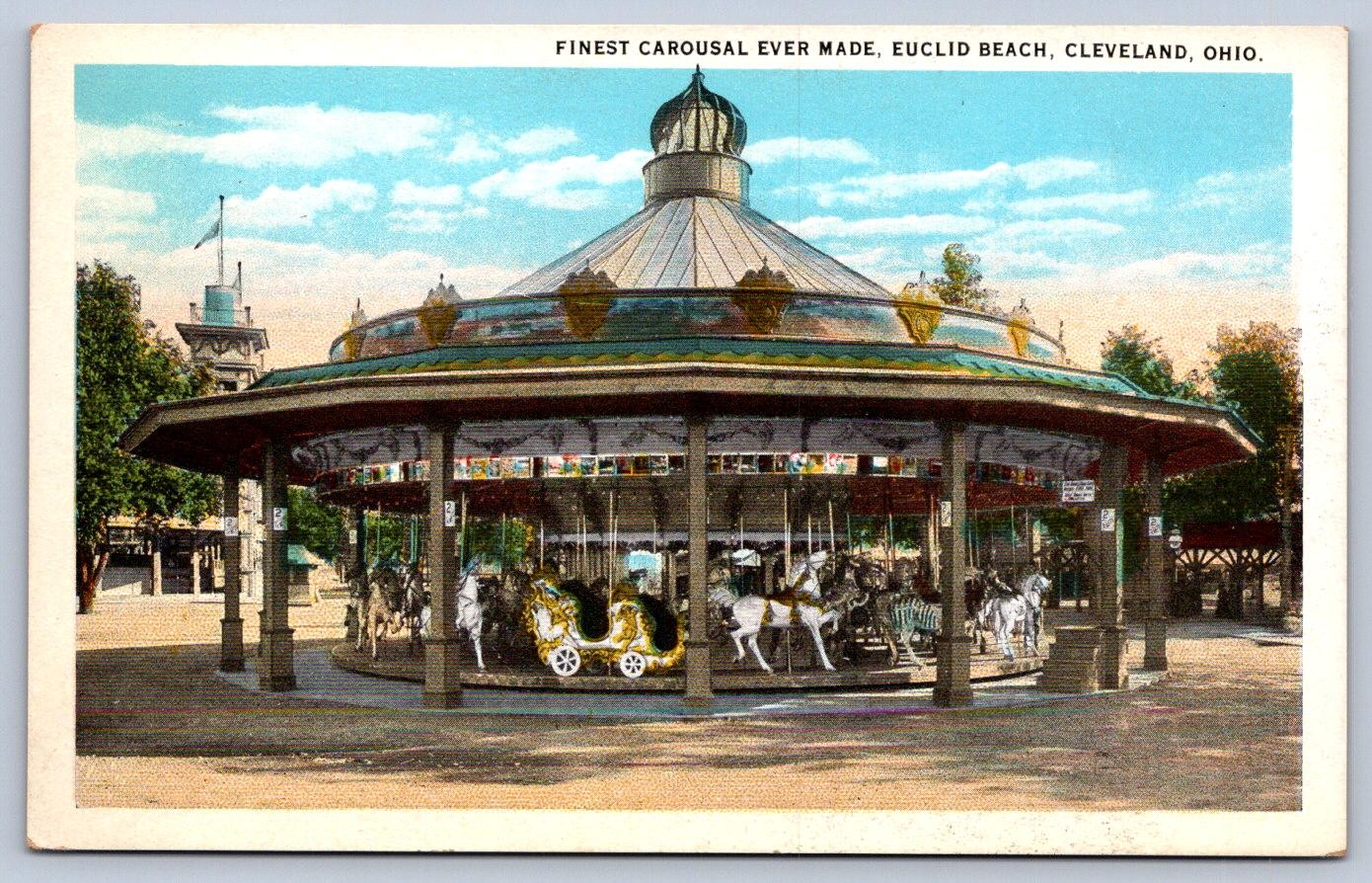 K58/ Cleveland Euclid Beach Amusement Ohio Postcard c1910 Carousel Ride 306
