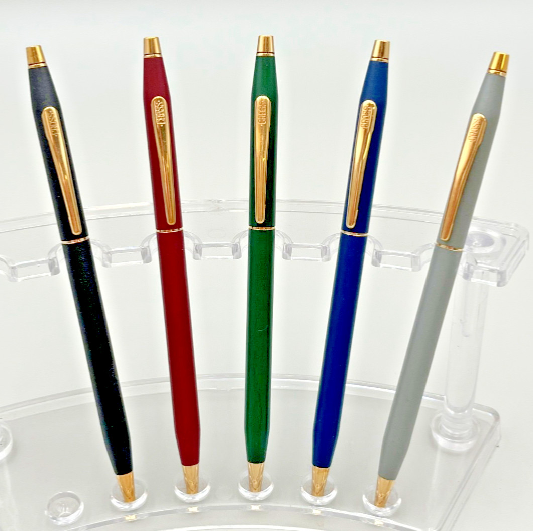 Cross lot of 5 Pens Matte Black, Gray, Green, Burgundy, Blue 🇺🇸 23K Gold Trim