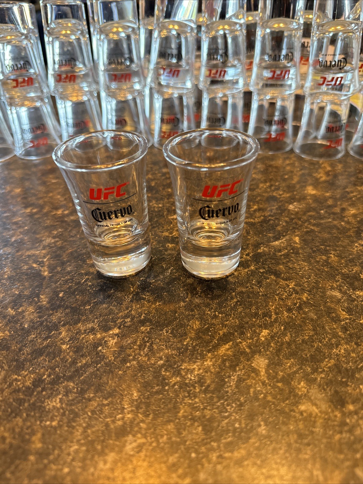 NEW Official Cuervo UFC  Shot Glasses 1.5oz set of 2 collectible gift heavy