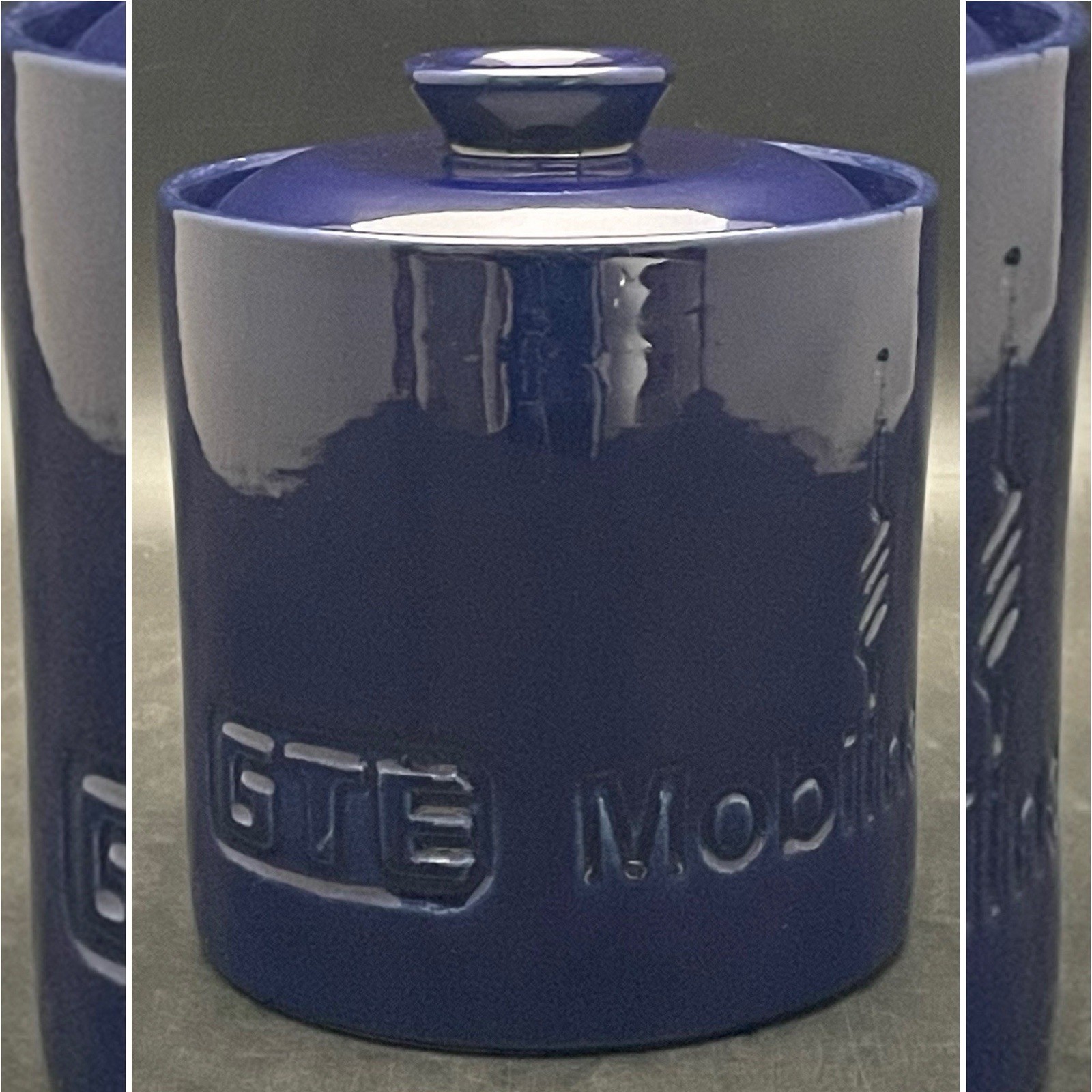 Heath Ceramics for GTE Mobilnet Cobalt Blue Apothecary Canister 1991 USA 5.75 Heath Ceramics for GTE Mobilnet Cobalt Blue Apothecary Canister 1991 USA 5.75