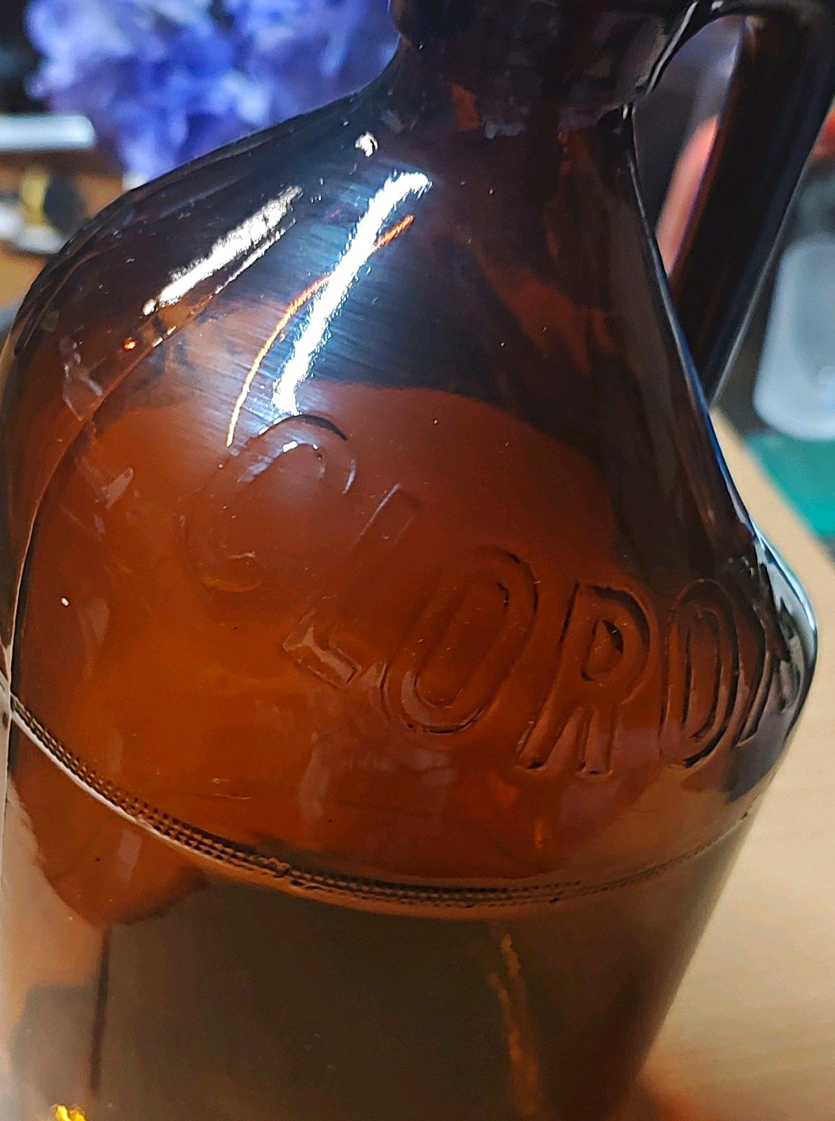 Clorox Vintage Brown Glass Advertising Bottle, Embossed \