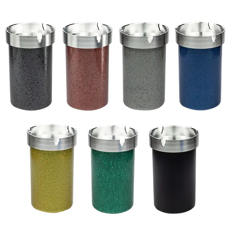 1pc Portable Aluminum Alloy Car Cigarette Ashtray Smokeless Travel Desktop Ash 1pc Portable Aluminum Alloy Car Cigarette Ashtray Smokeless Travel Desktop Ash