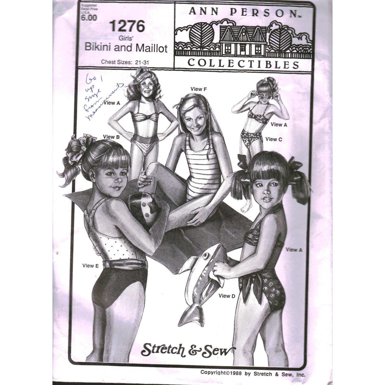 Vintage Ann Person Stretch Sew 1276 Girls Bikini Maillot Pattern 21-31\