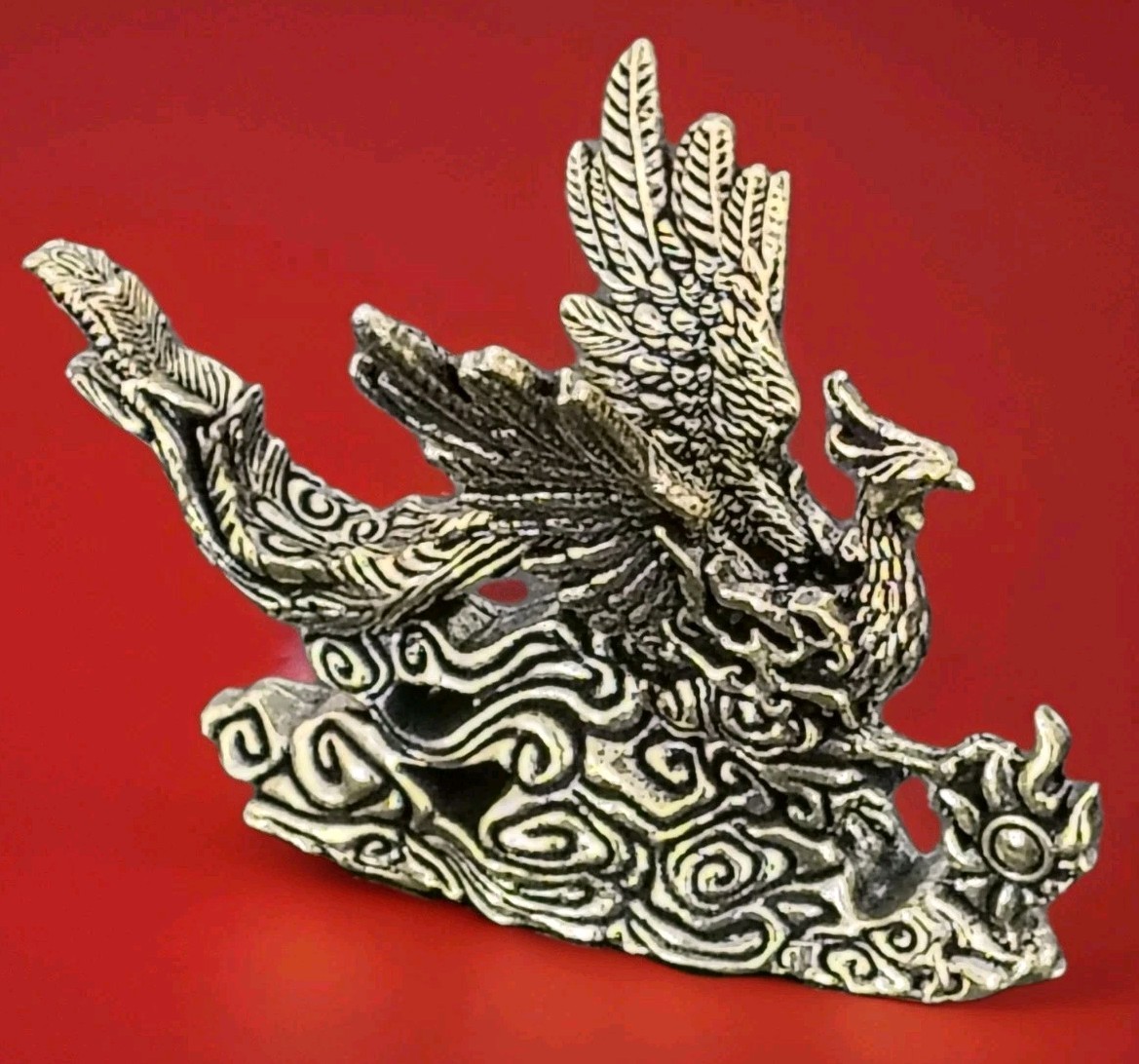 Antique Brass Fiery Mythical Phoenix Small Tabletop Fantasy Figurine 🐦🔥 Antique Brass Fiery Mythical Phoenix Small Tabletop Fantasy Figurine 🐦🔥