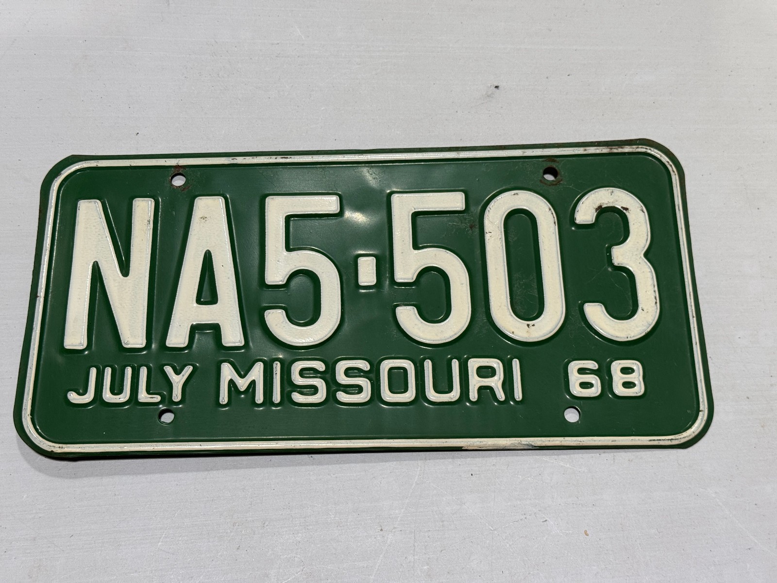 Vintage 1968 Missouri License Plate