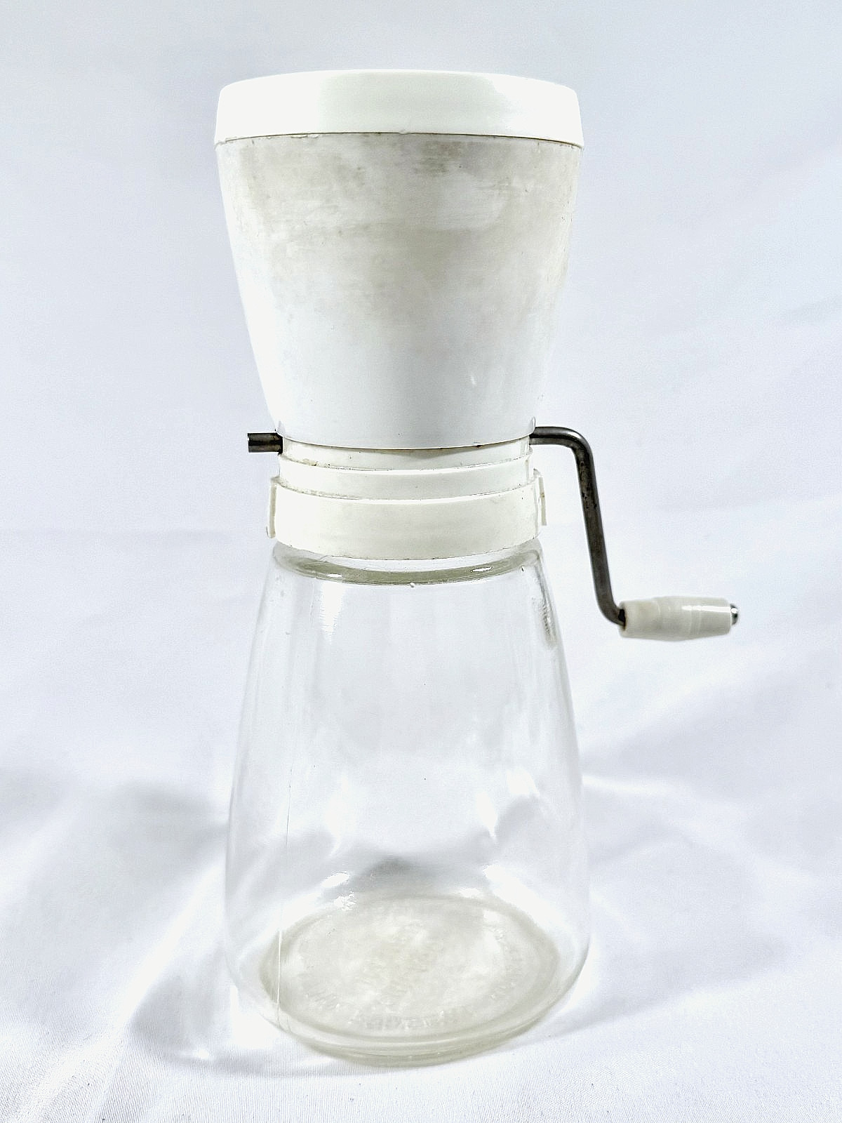 Vintage Federal Housewares Nut Grinder White Manual Hand Crank Glass Jar Works