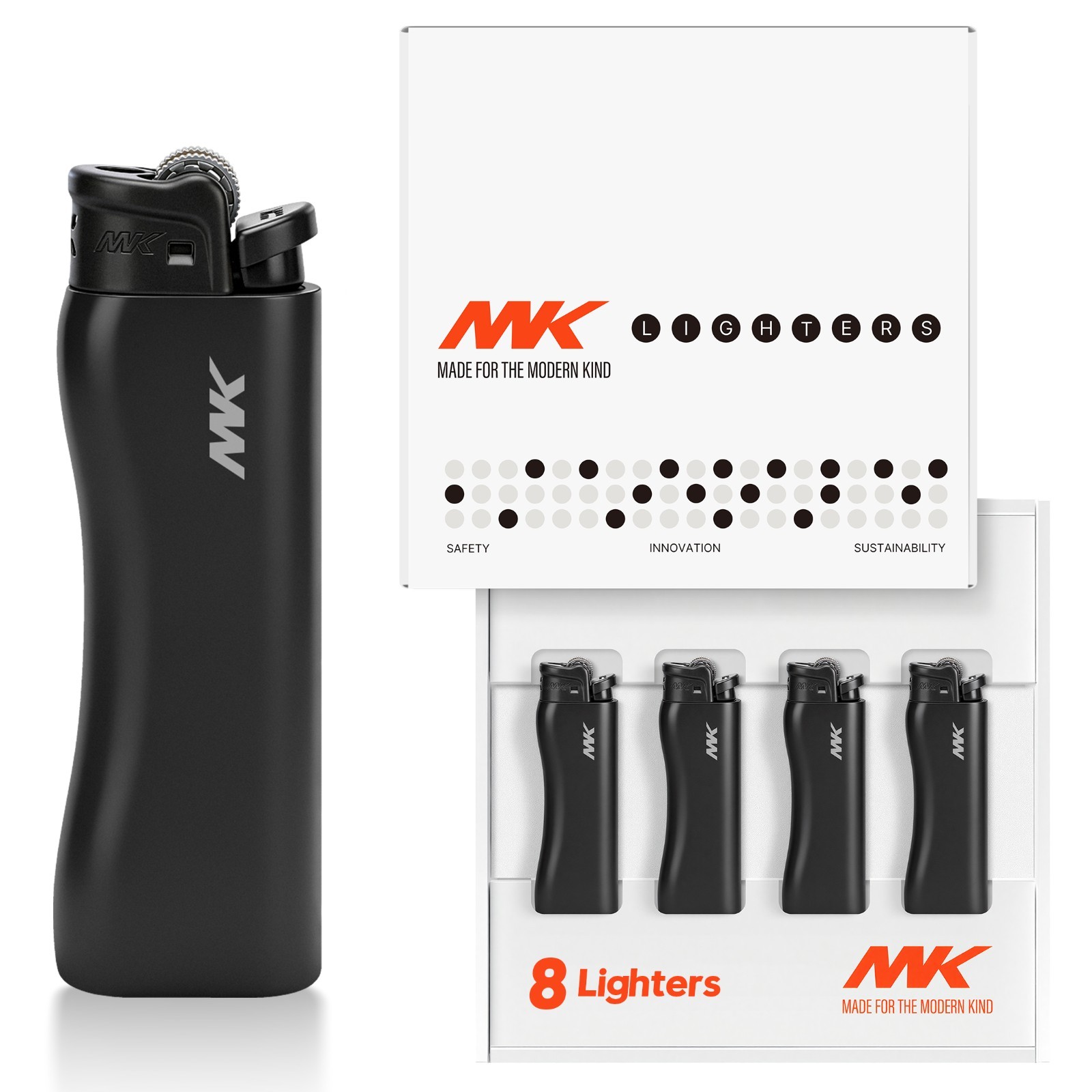 MK Refillable Flint‑Strike Pocket Lighters All‑Black BBQ Candle (HUE‑BLK‑8PC) MK Refillable Flint‑Strike Pocket Lighters All‑Black BBQ Candle (HUE‑BLK‑8PC)