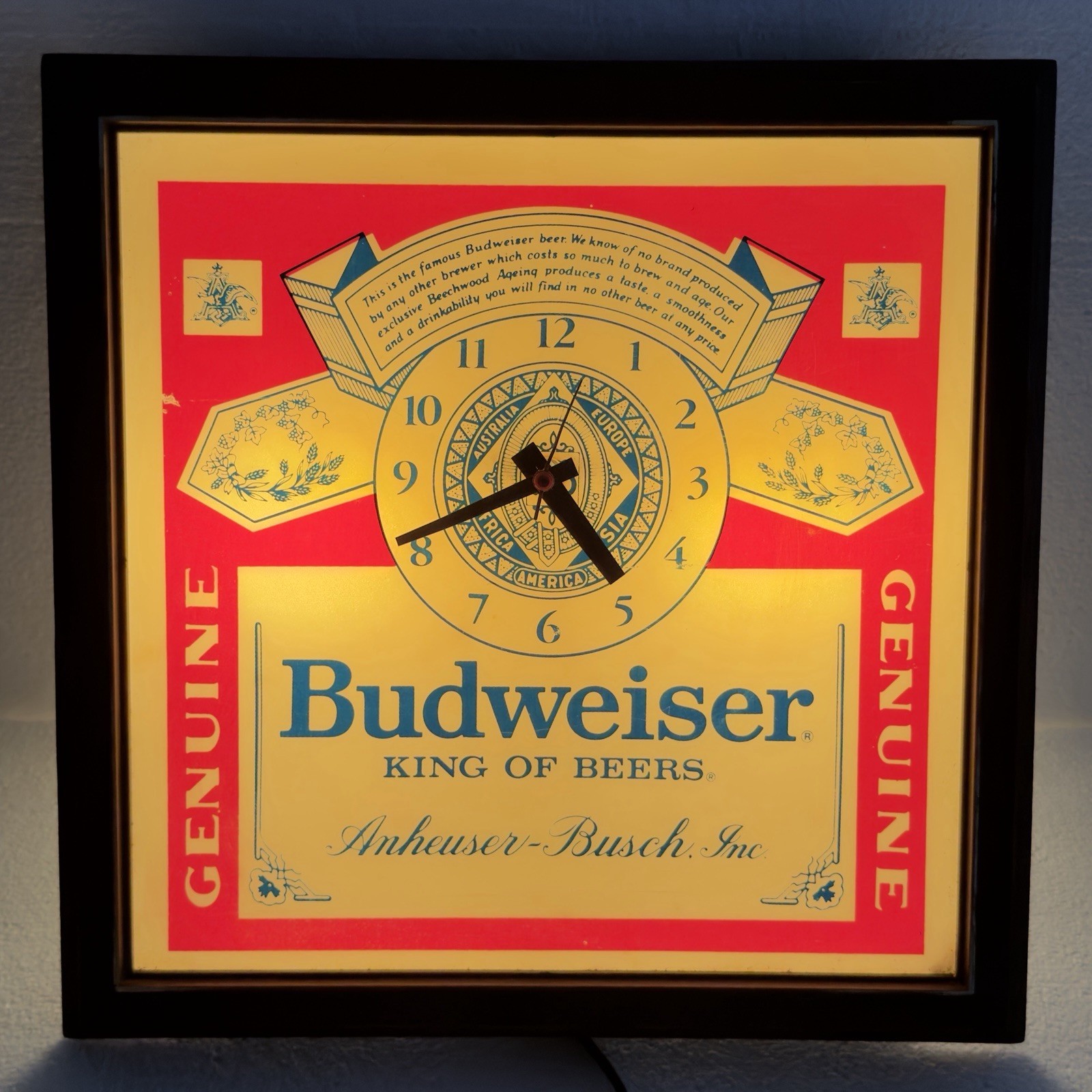 Vintage 1987 Budweiser Lighted Clock Sign King Of Beers Deluxe Clydesdales Works