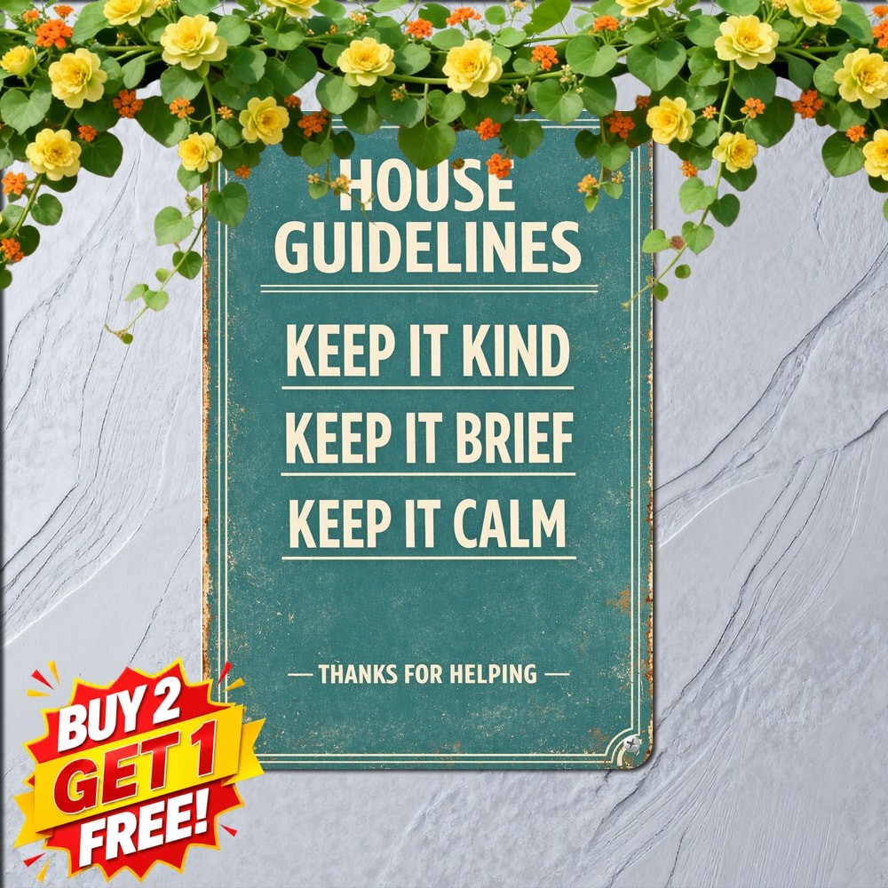 No Eye Rolls No Side Comments Humorous Rules Sign Metal Tin Wall Decor