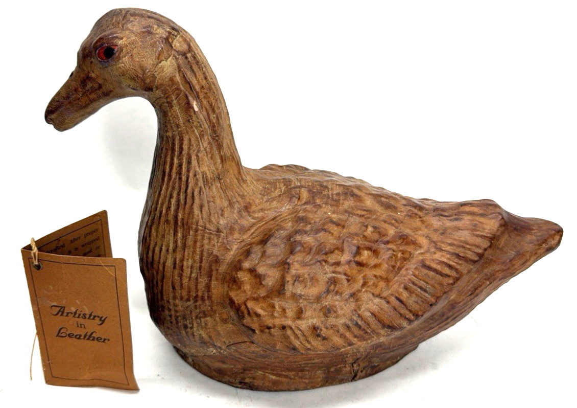 ONE OF A KIND Vintage Goat Leather Duck Decoy Style Freaky Decor 12” - VERY RARE ONE OF A KIND Vintage Goat Leather Duck Decoy Style Freaky Decor 12” - VERY RARE