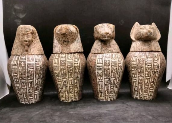 Ancient Egyptian Canopic Jars 4 Rare Antique Pharaonic Unique Antique BC