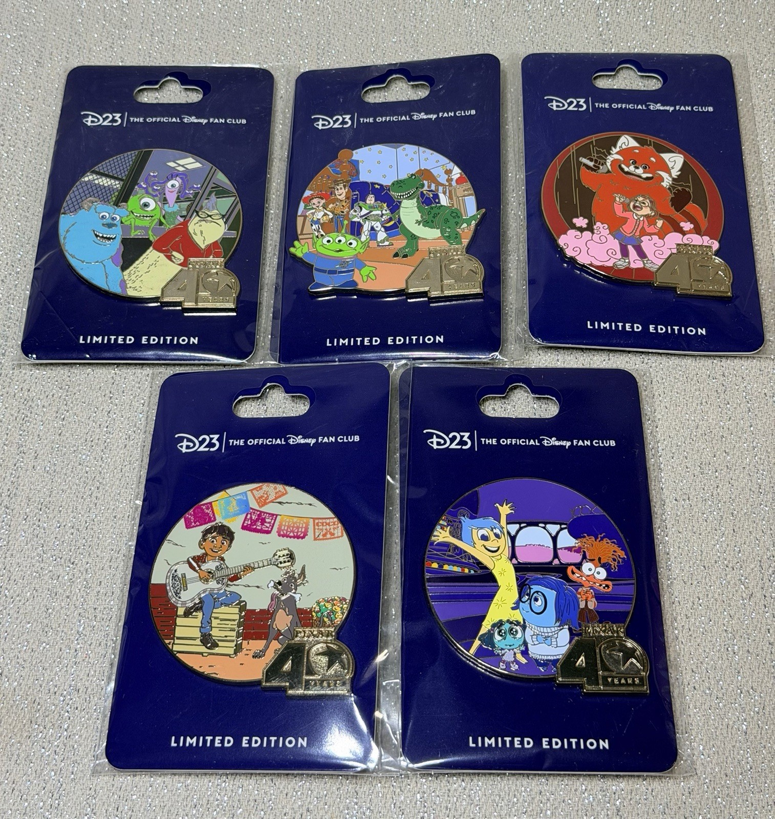 D23 Exclusive Pixar 40th Limited Edition Disney Pin Set of 5 - NIP Authentic J1