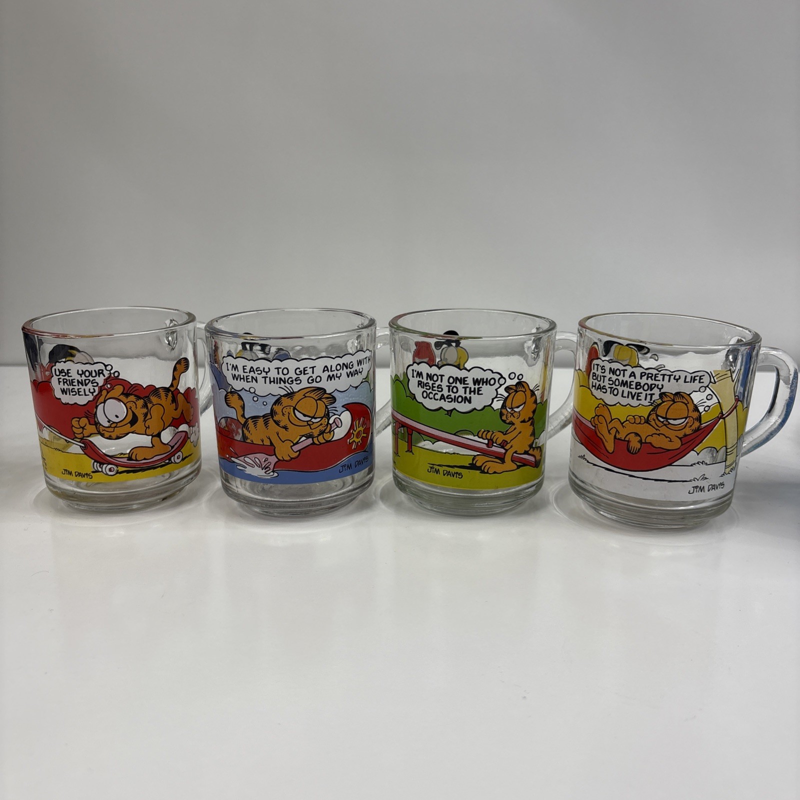 Vintage 1978 McDonald’s Garfield Odie Glass Mugs Set of 4 Jim Davis