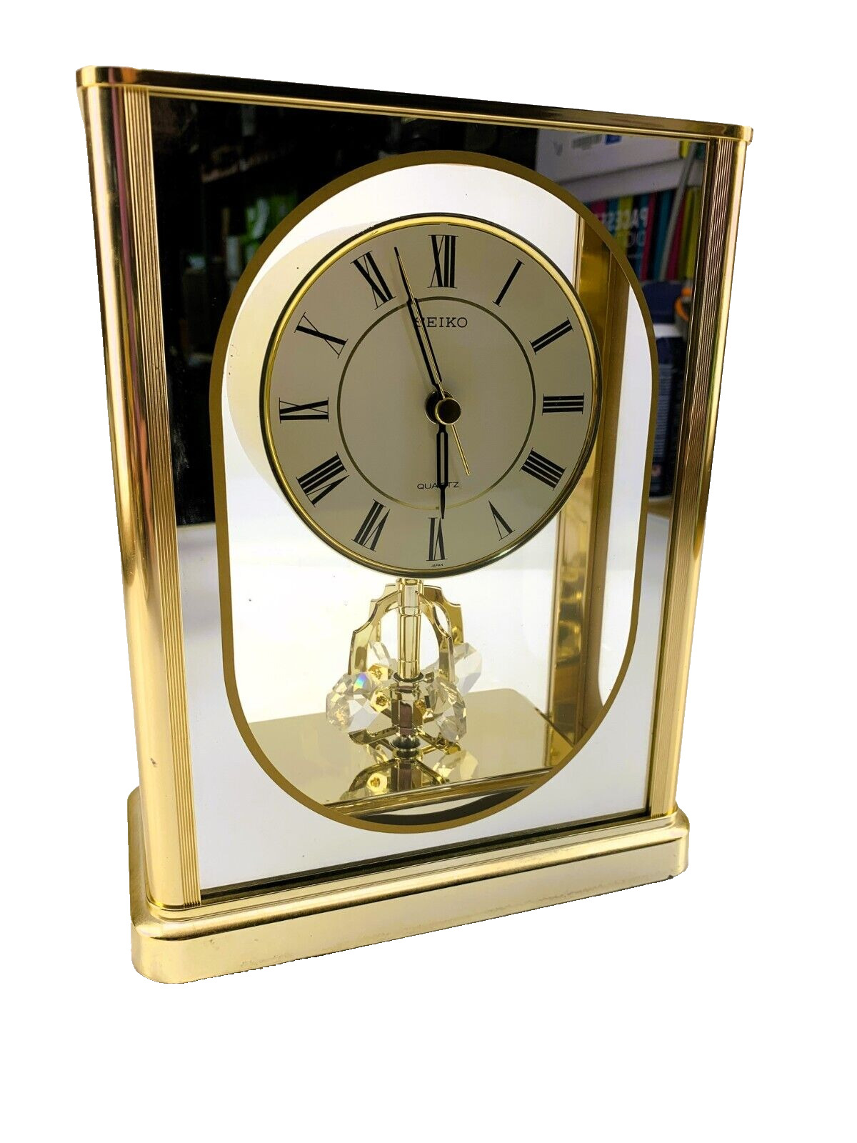 Gorgeous Seiko Brass Rotating Pendulum Quartz Anniversary Desk/Mantel Clock