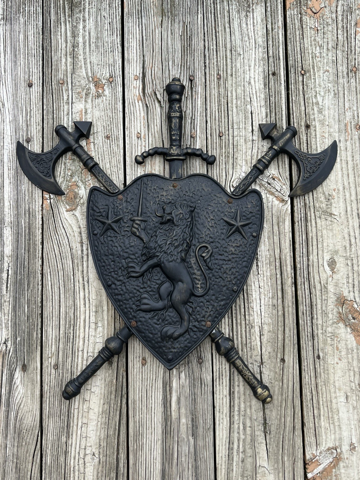 Homco MCM 1969 Cast Aluminum Medieval Lion Coat Of Arms Wall Hanger