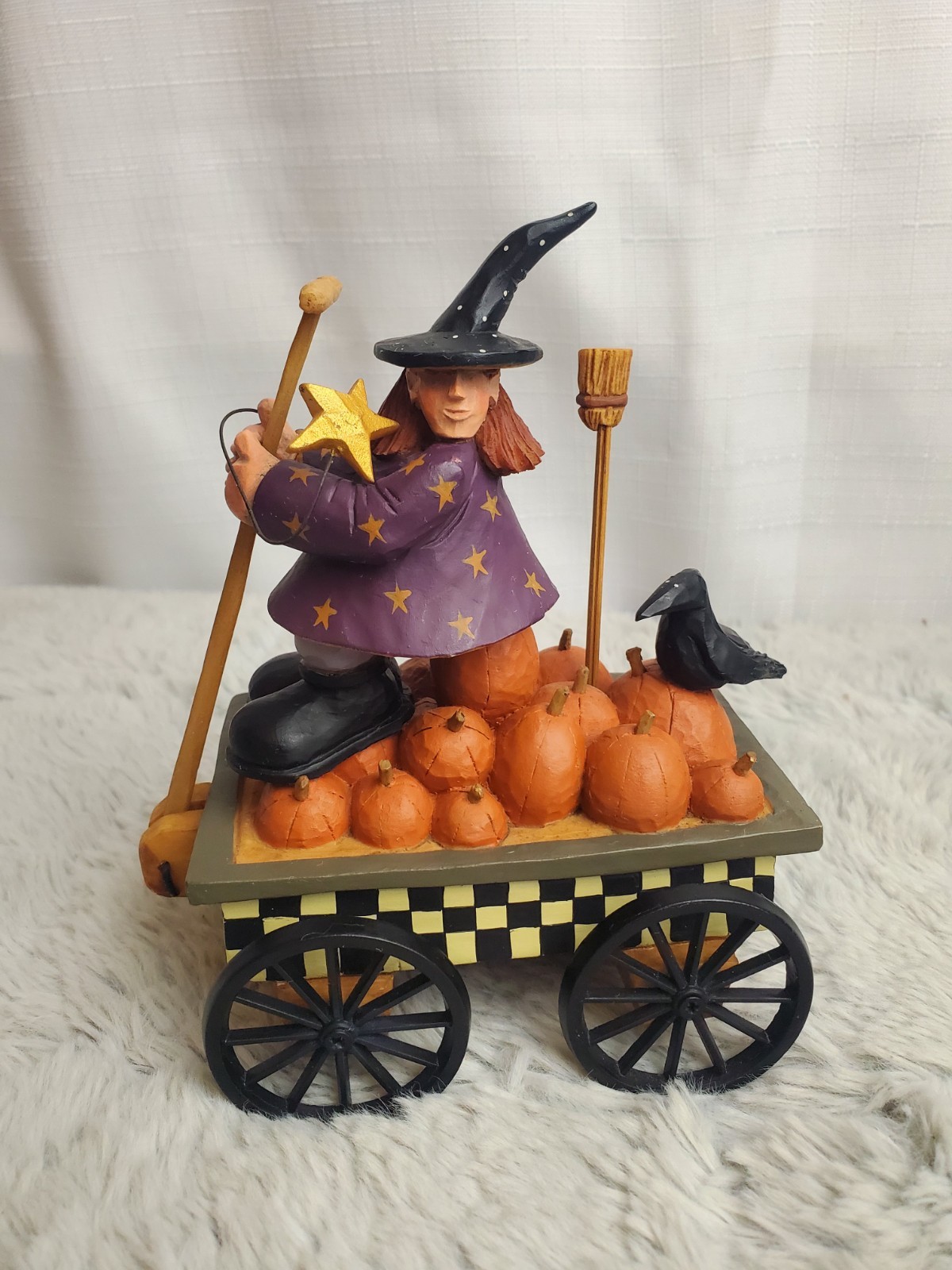 Vintage Retired Williraye Studios Harvest Magic Halloween Fall Witch Crow Wagon Vintage Retired Williraye Studios Harvest Magic Halloween Fall Witch Crow Wagon