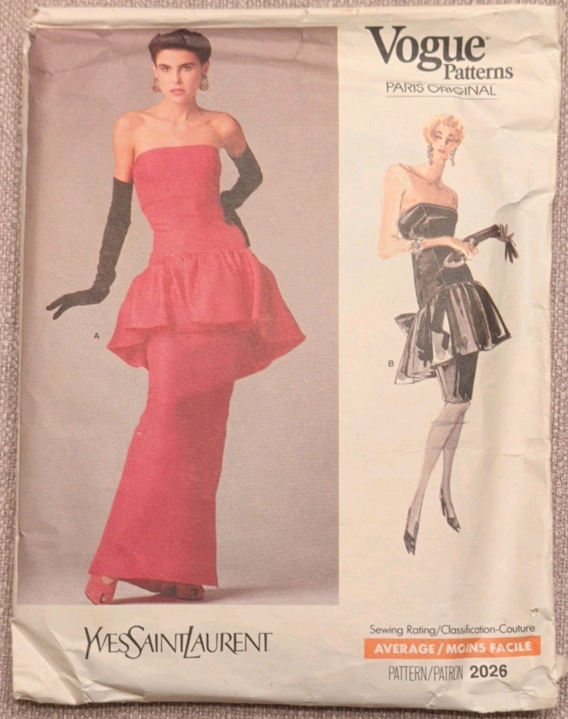 Vintage 1988 Vogue 2026 Yves Saint Laurent Dress Pattern CUT Vintage 1988 Vogue 2026 Yves Saint Laurent Dress Pattern CUT